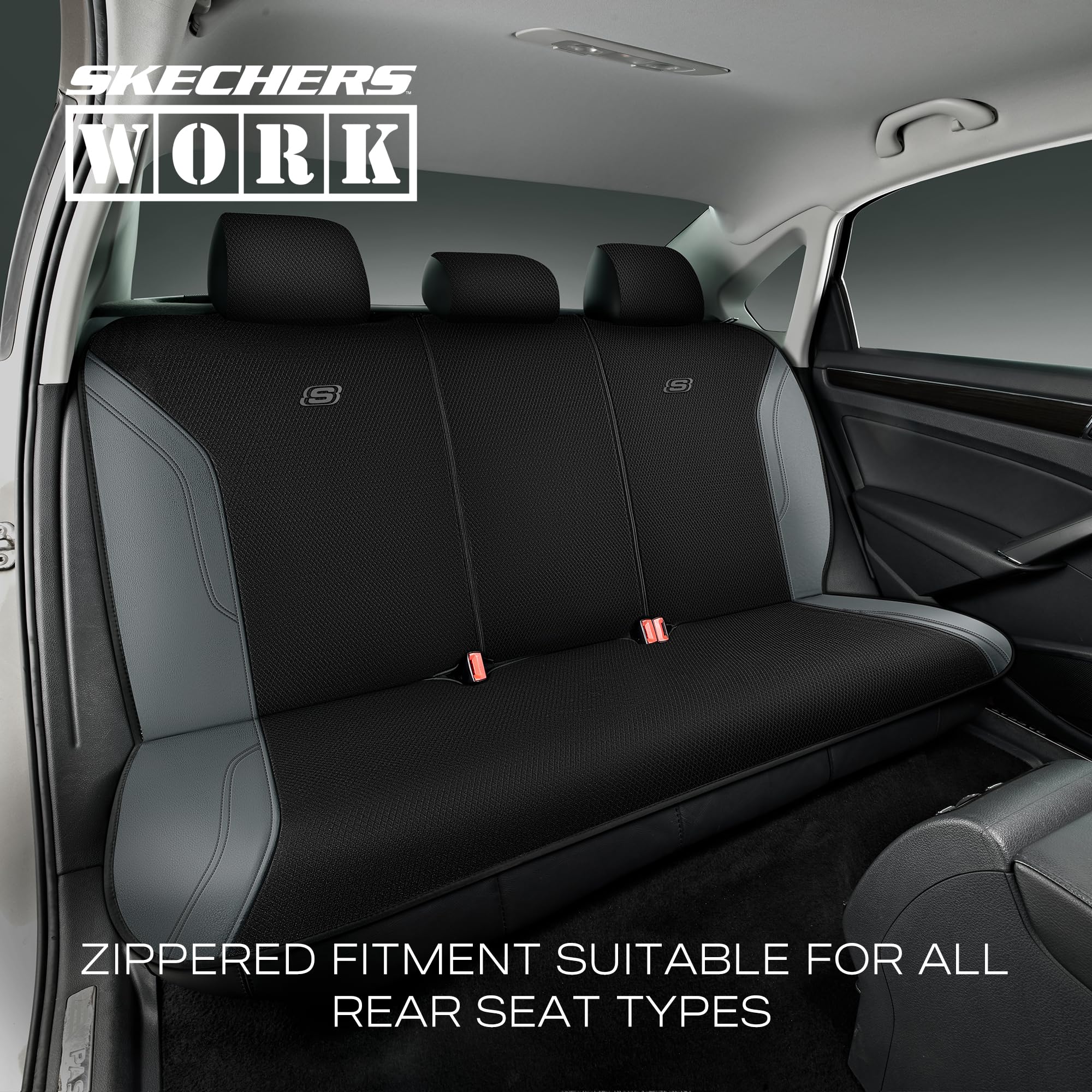 Skechers Work Car Seat Covers, Leather Seat Covers 5-Times Stronger Built-In Webbing, Oxford Fabric Seat Cover For Cars, Airbag