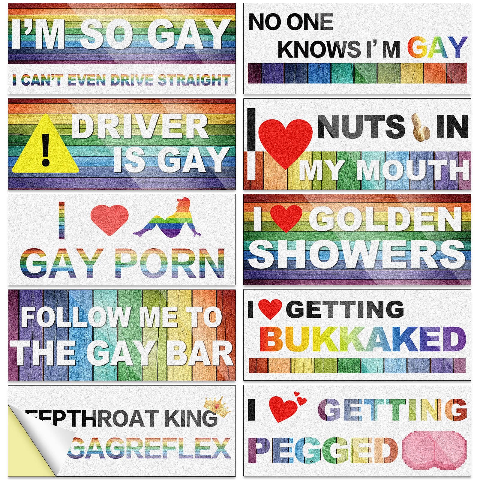 Frienda 10 Pcs Funny Rainbow Magnetic Bumper Decals - Colorful PVC Car Stickers for Vehicles, Trucks, Luggage, Windows, Refrigerators