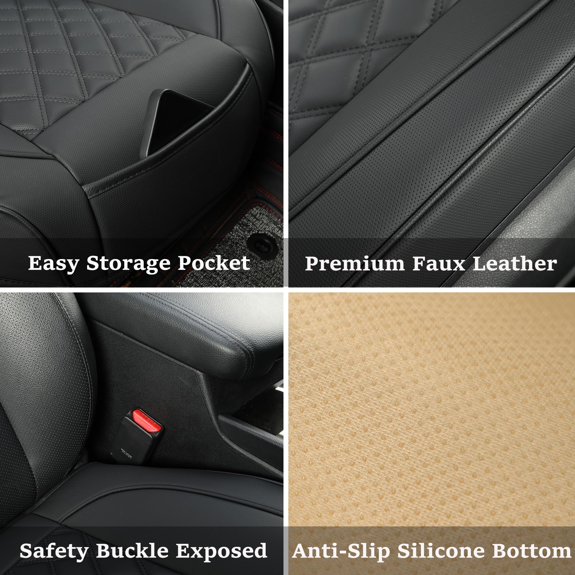 Vankerful 2 Pack Leather Front Car Seat Covers,Bottom Seat Covers for Cars,Driver Car Seat Cushion Cover,Luxury Seat Protectors,