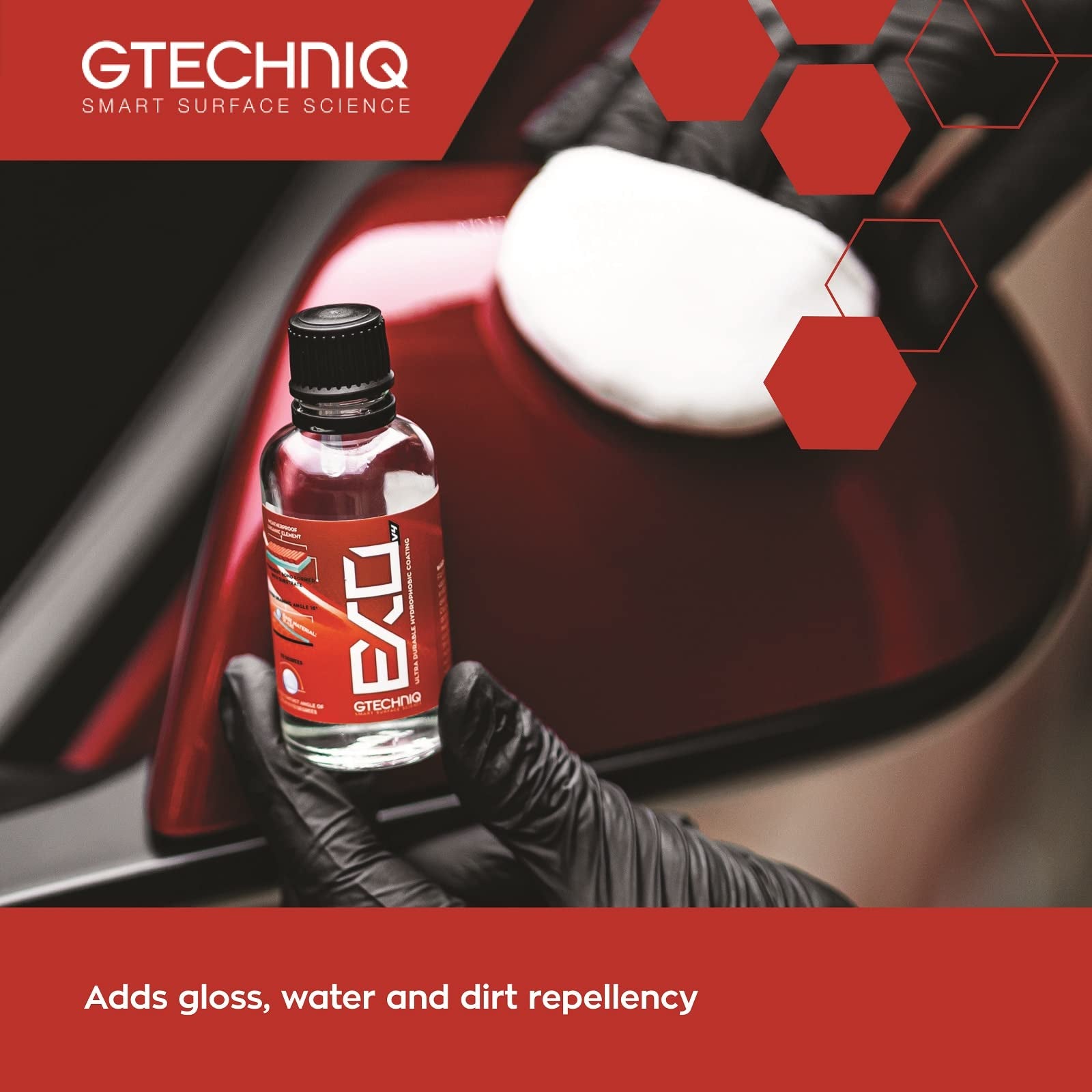 Gtechniq Exo V5 Crystal Hydrophobic, Dirt Repellent Coating For Cars, Easy To Apply - 30Ml (Sufficient For 1 Small-Med Car) - 18-24 Month Protection