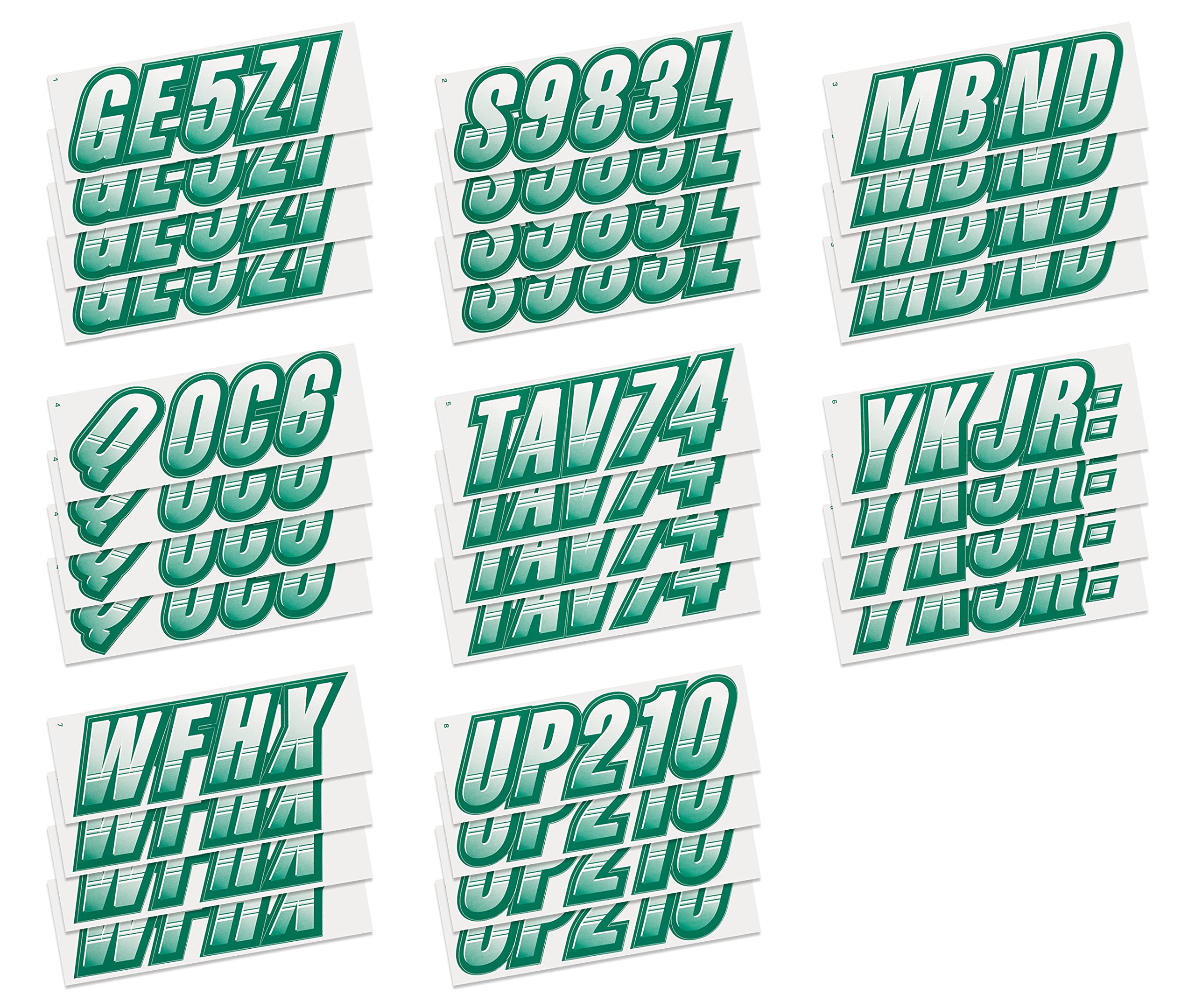 Stiffie Techtron White/Racing Green 3 '' Boat & Pwc Registration Decals  Numbers Letters Stickers