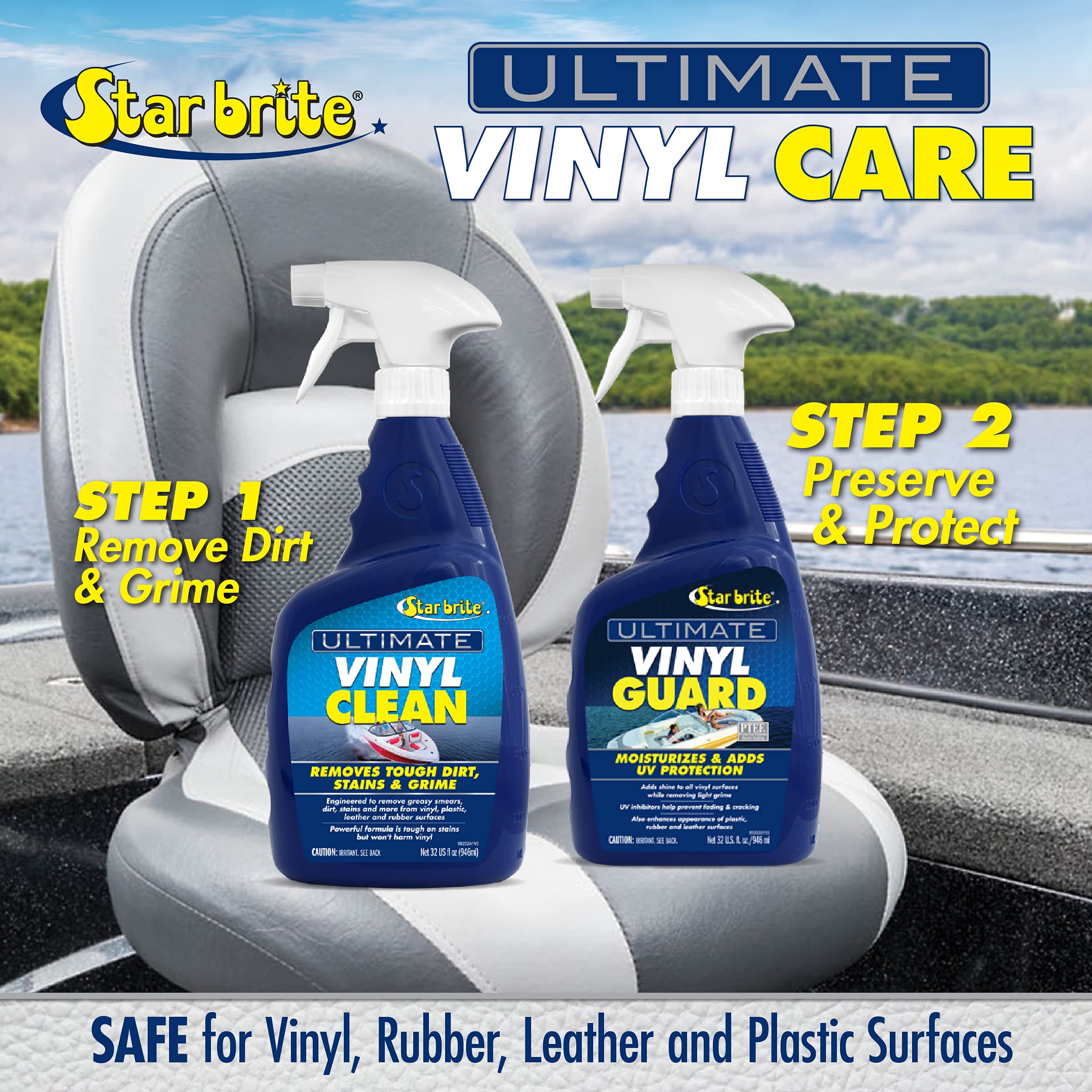 STAR BRITE Ultimate Vinyl Guard - Spray on Protection & Shine - Prevent Fading & Cracking - Keep Vinyl, Leather, Plastic & Rubbe