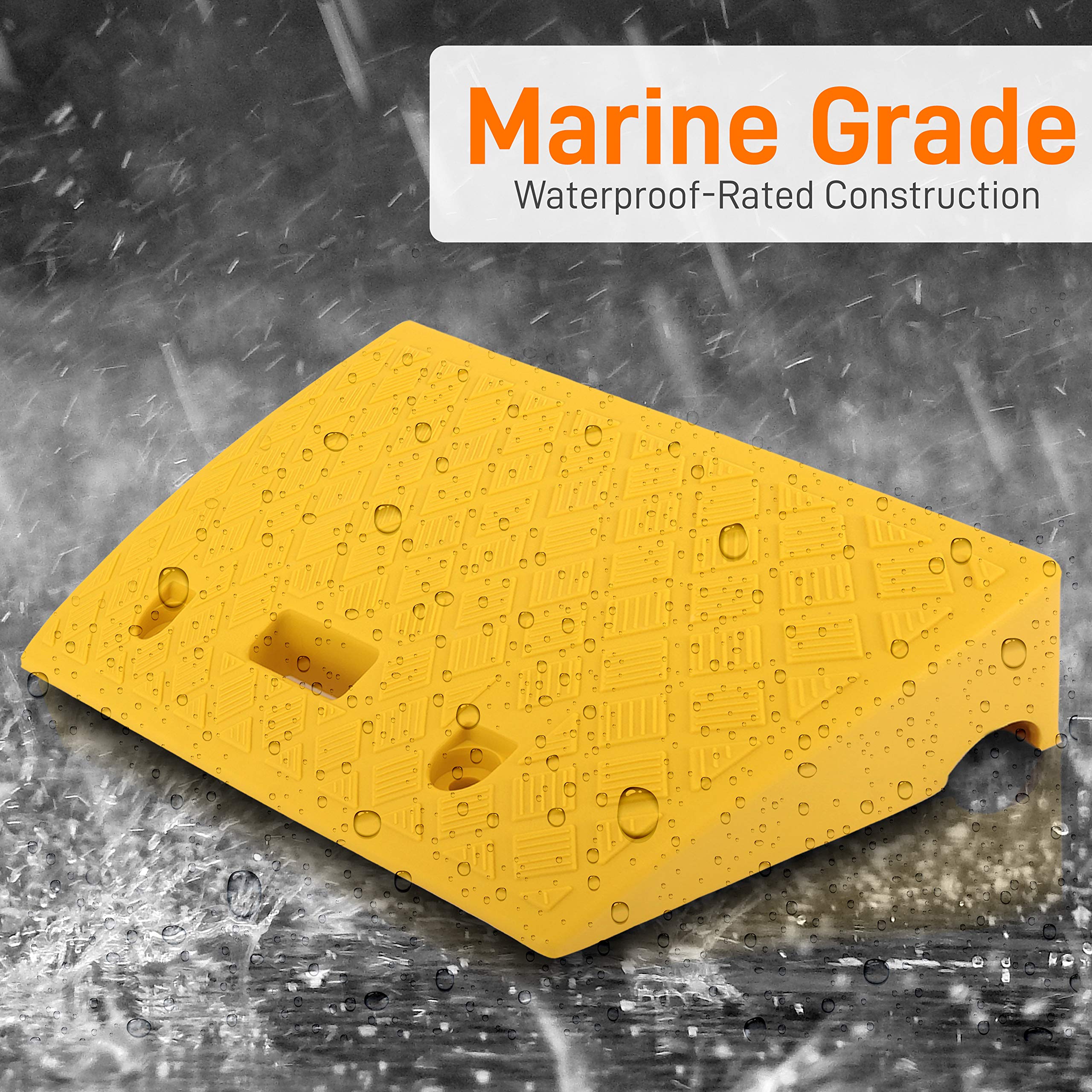 Pyle Portable Lightweight Plastic Curb Ramps - 2PC Heavy Duty Plastic Threshold Ramp Set for Driveway, Loading Dock, Sidewalk, C