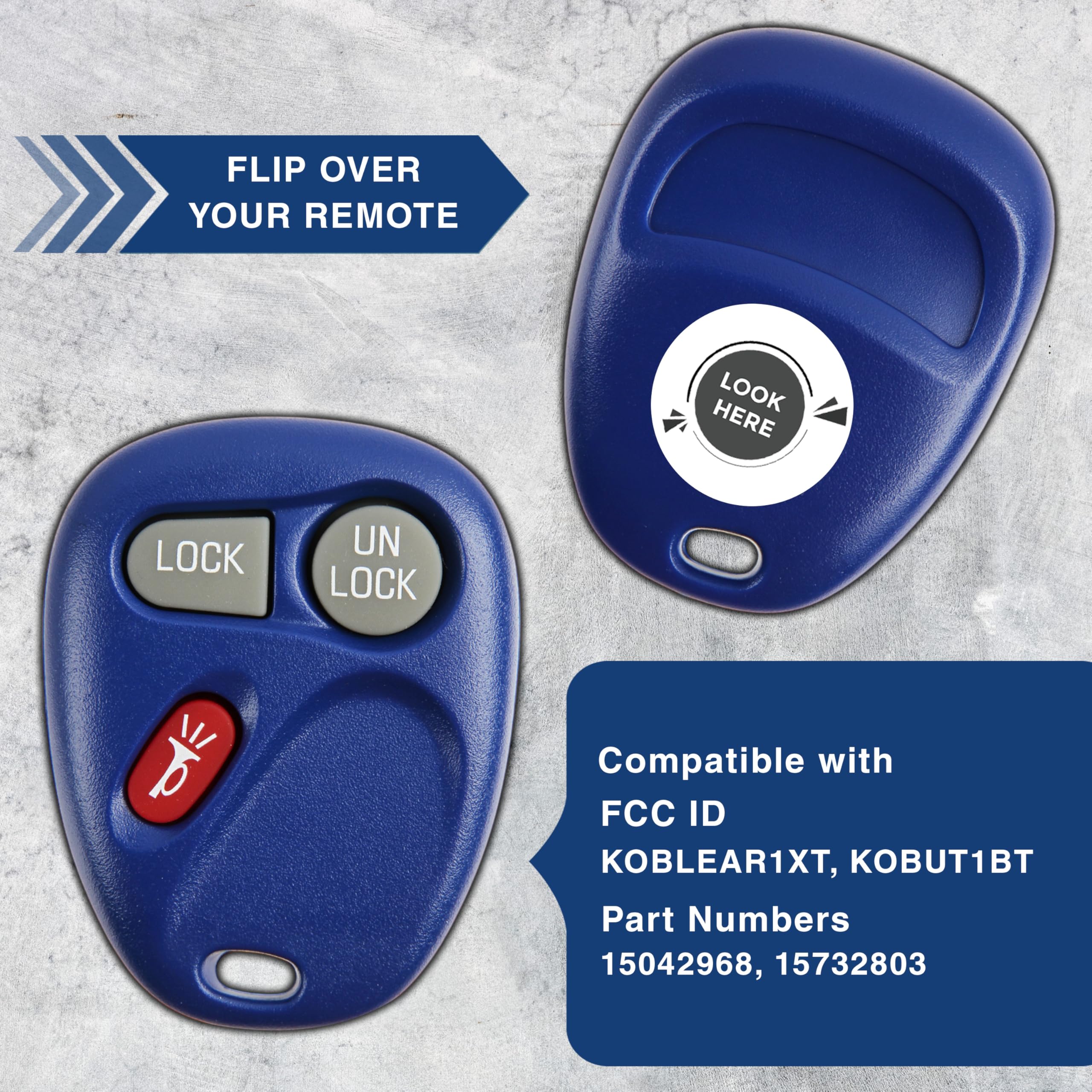 2 Keylessoption Replacement 3 Button Keyless Entry Remote Control Key Fob -Blue