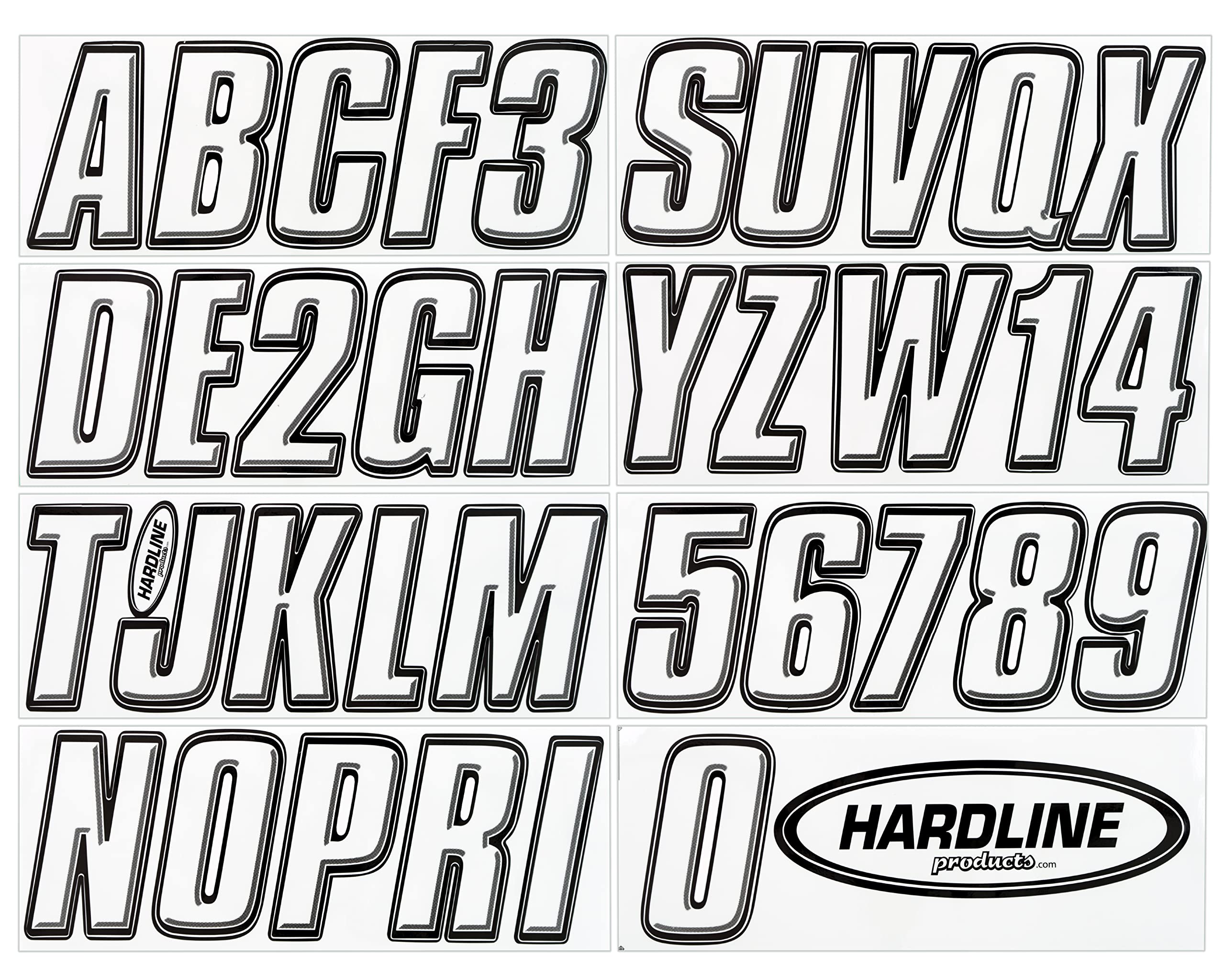 Hardline Products Series 800 Factory Matched 3-Inch Boat & PWC Registration Number Kit, White/Black