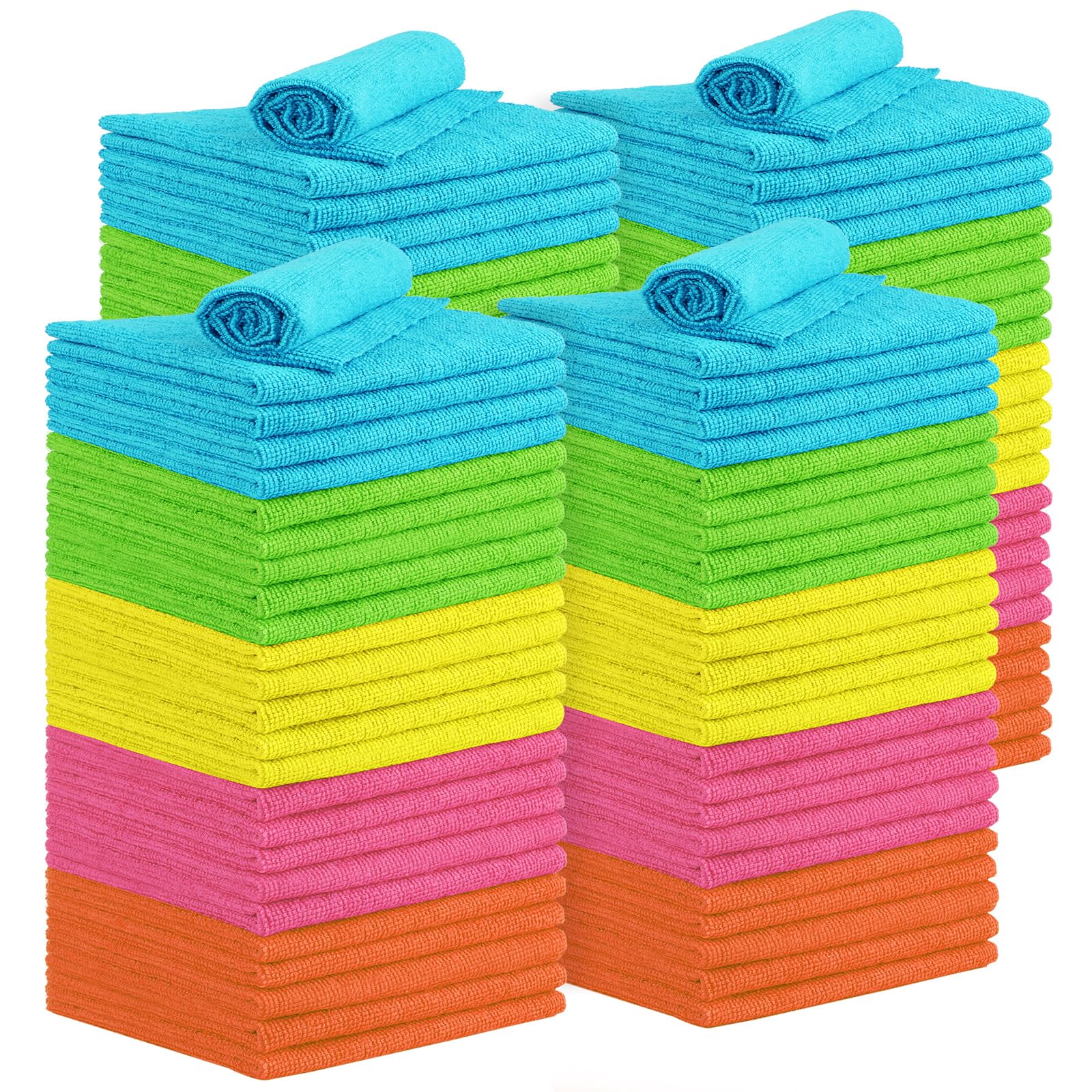 Unimade Microfiber Cleaning Cloth, 100Pk Commercial Grade Work Rags Microfiber Towels For Cars Cleaning Rags Bulk Detailing Clot