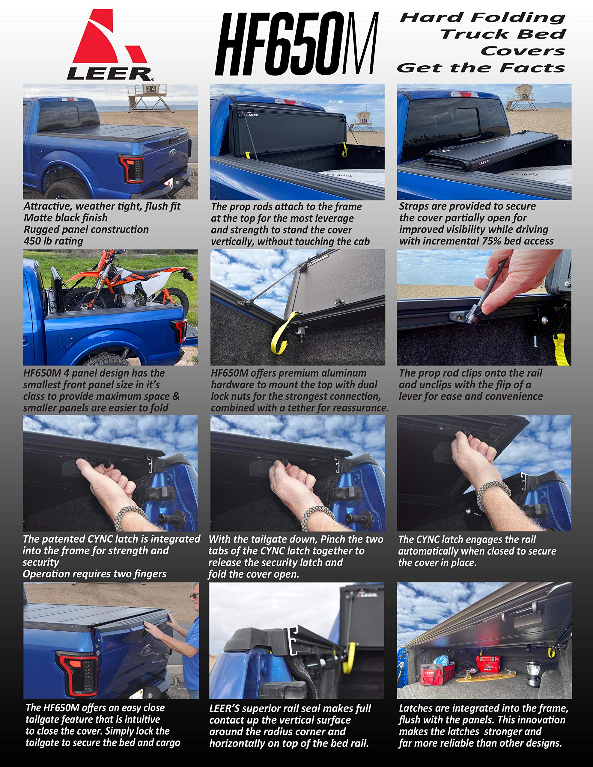 Leer Hf650M Quad-Folding Truck Bed Tonneau Cover, Fits Dodge Ram 1500, 2500, 2500Hd, And Ram Classic, Without 60/40 Tailgate, Ye
