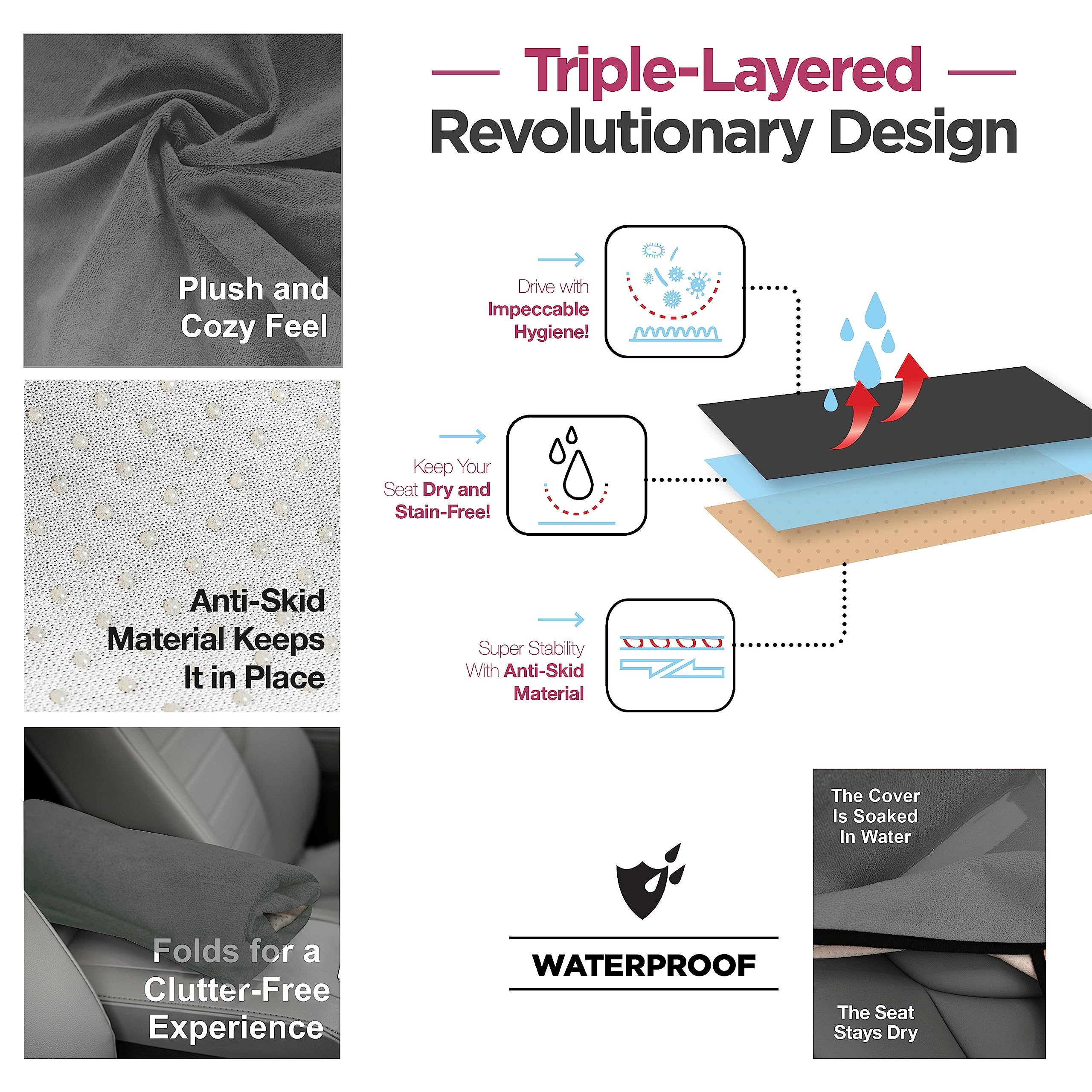 Lebogner Waterproof Sweating Car Seat Cover For Post Gym Workout, Running, Swimming, Beach And Hiking, Universal Fit Anti-Slip B