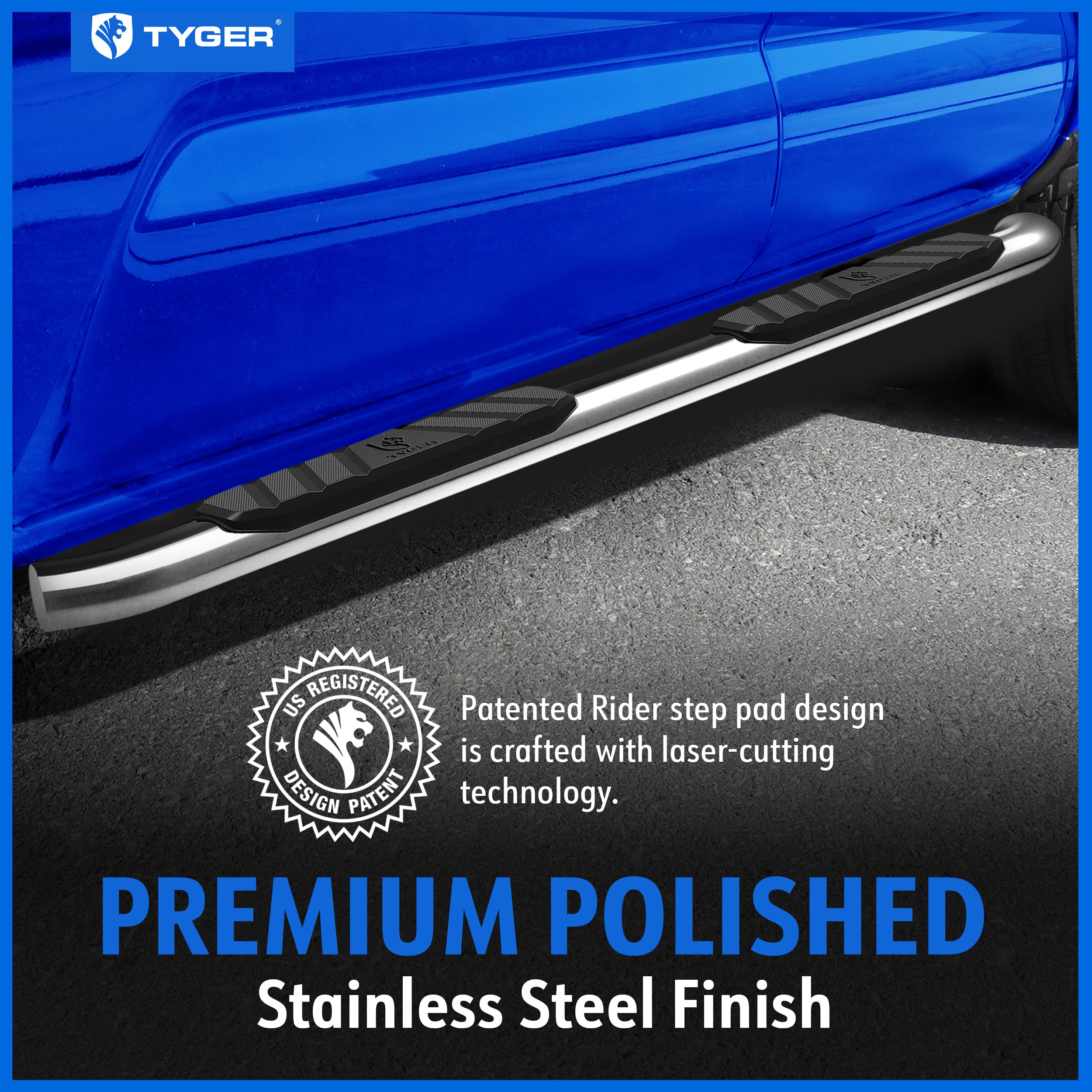 Tyger Auto 3.5" Rider Running Boards, Stainless Steel, Crew Cab, TG-SS2C35167, Compatible with 2015-2025 Chevy Colorado & GMC Canyon