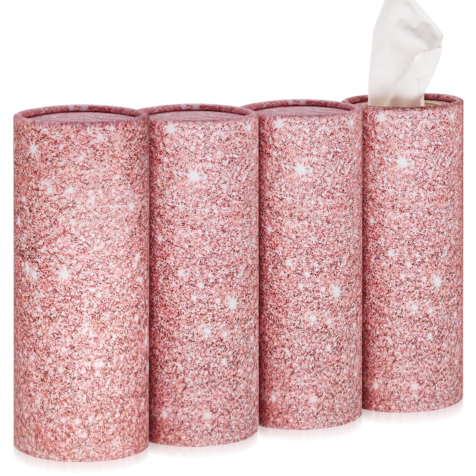 Car Tissues Holder,4 Pack Car Tissue Box with Facial Tissues,Travel Tissue Tubes for Car Cup Holder Tissues Cylinder Box Contain