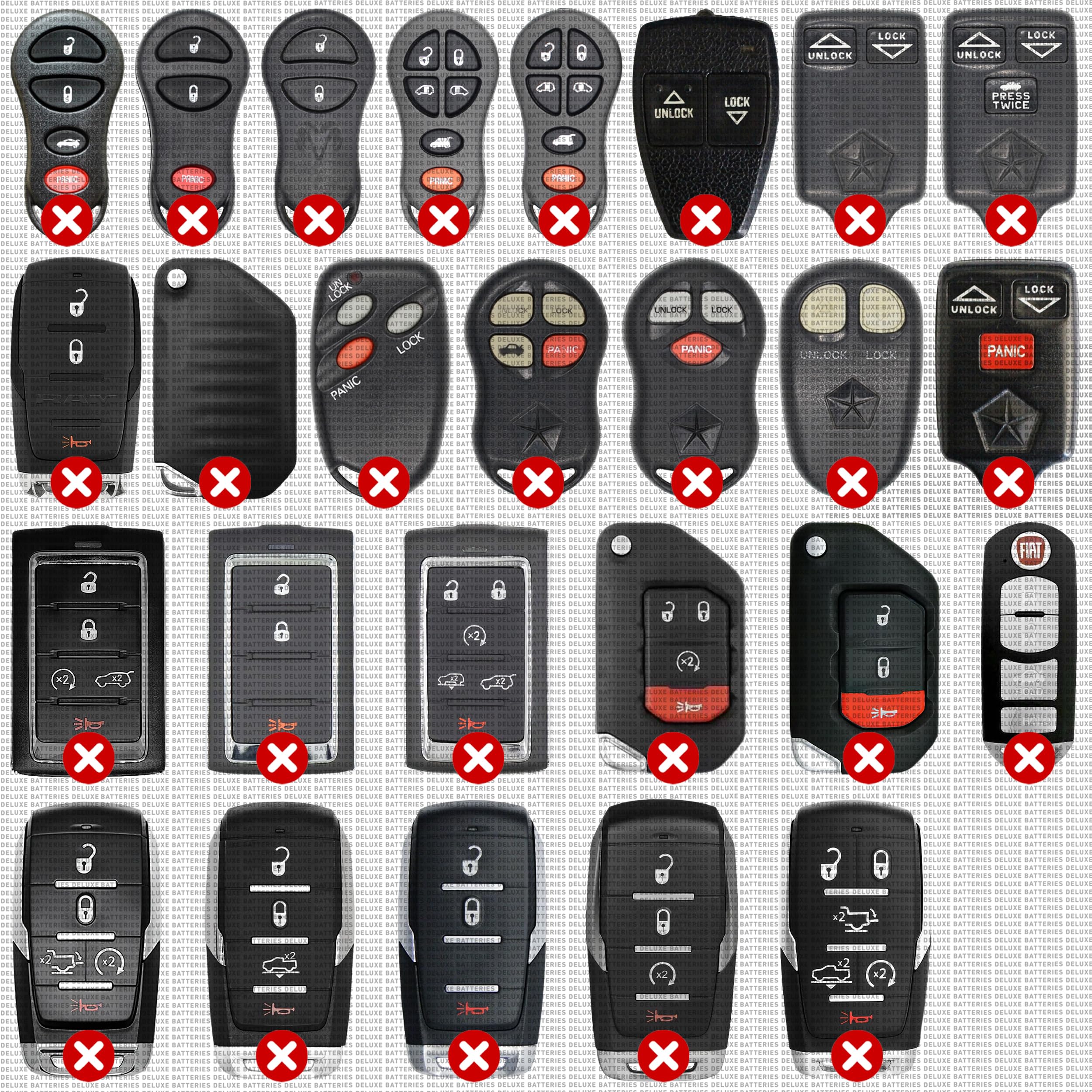 Key Fob Replacement Batteries For Jeep Dodge Ram Chrysler (Cherokee Caravan Town & Country Charger Compass Durango Challenger Jo