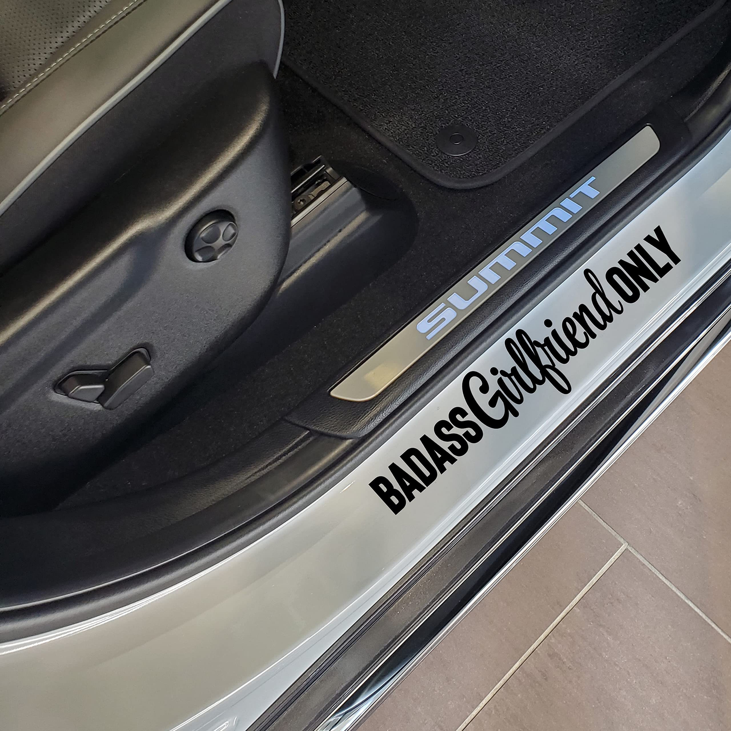 Valiant Collections – Badass Girlfriend Only Sticker – Vinyl Sticker For Car, Truck, And Van – Indoor And Outdoor Use For Laptop – Waterproof Long Lasting Decal For Car – Vc 400 (Black)