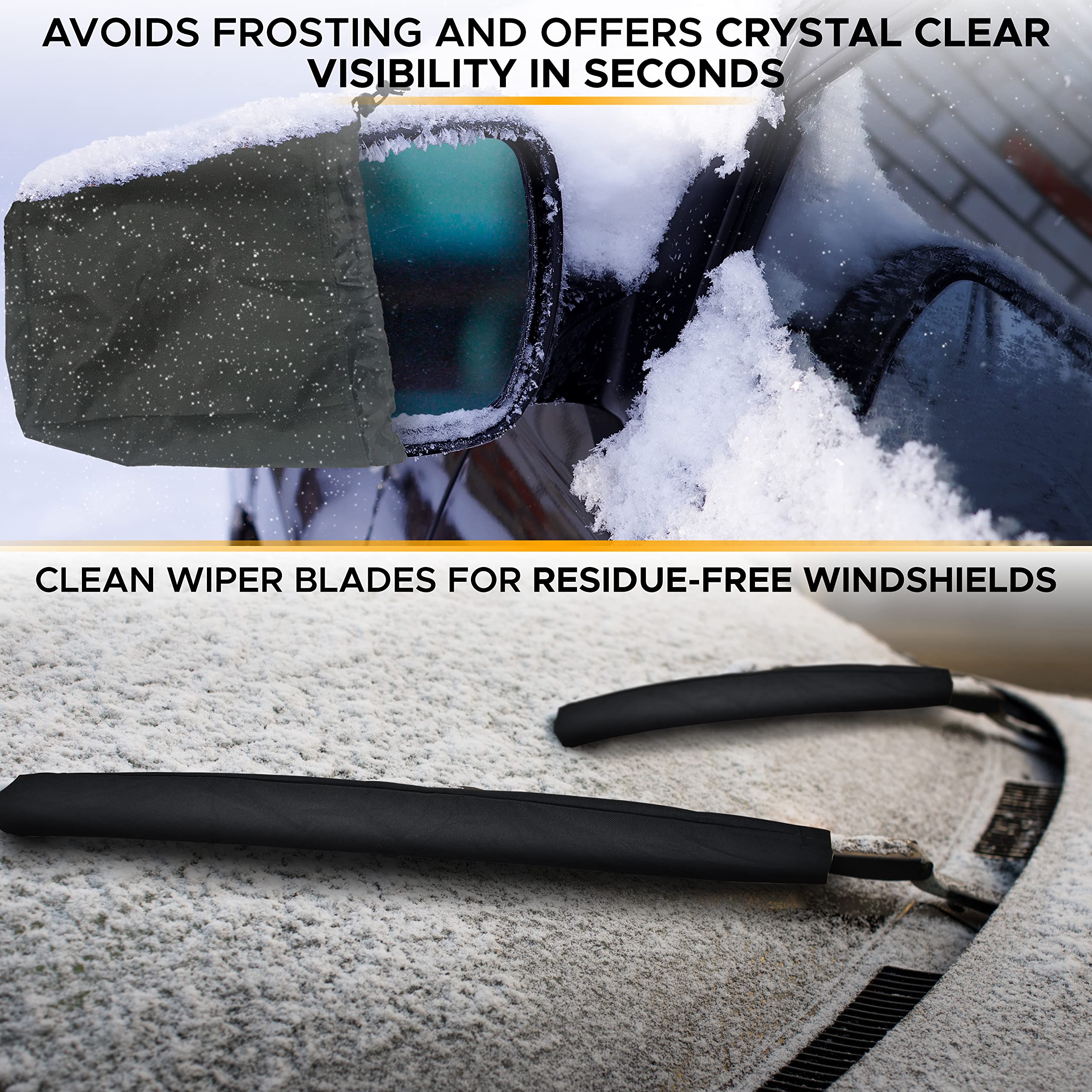 Econour Windshield Cover For Ice And Snow (4-Pack) | Durable Winter Snow Cover With Side Mirror & Wiper Blade Covers | Waterproo