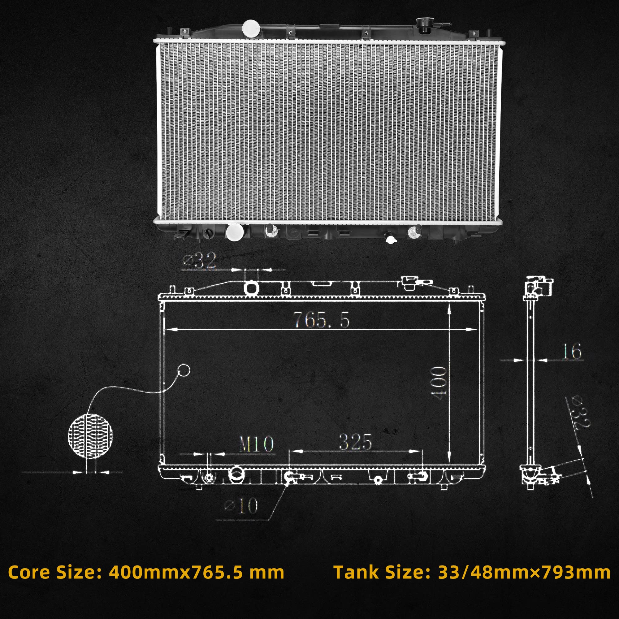 Dwvo Radiator Compatible With 2009 2010 2011 2012 2013 2014 Ridgeline 2009-2015 Pilot 3.5L V6