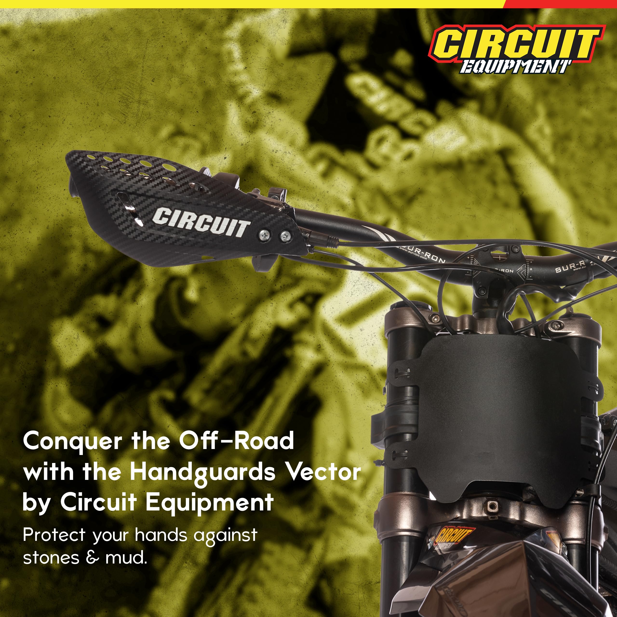 Universal Motorcycle Handguards - High Strength Enduro Motorcycle Handguards Vector For Any Weather - Carbon/Red Dirt Bike Handg