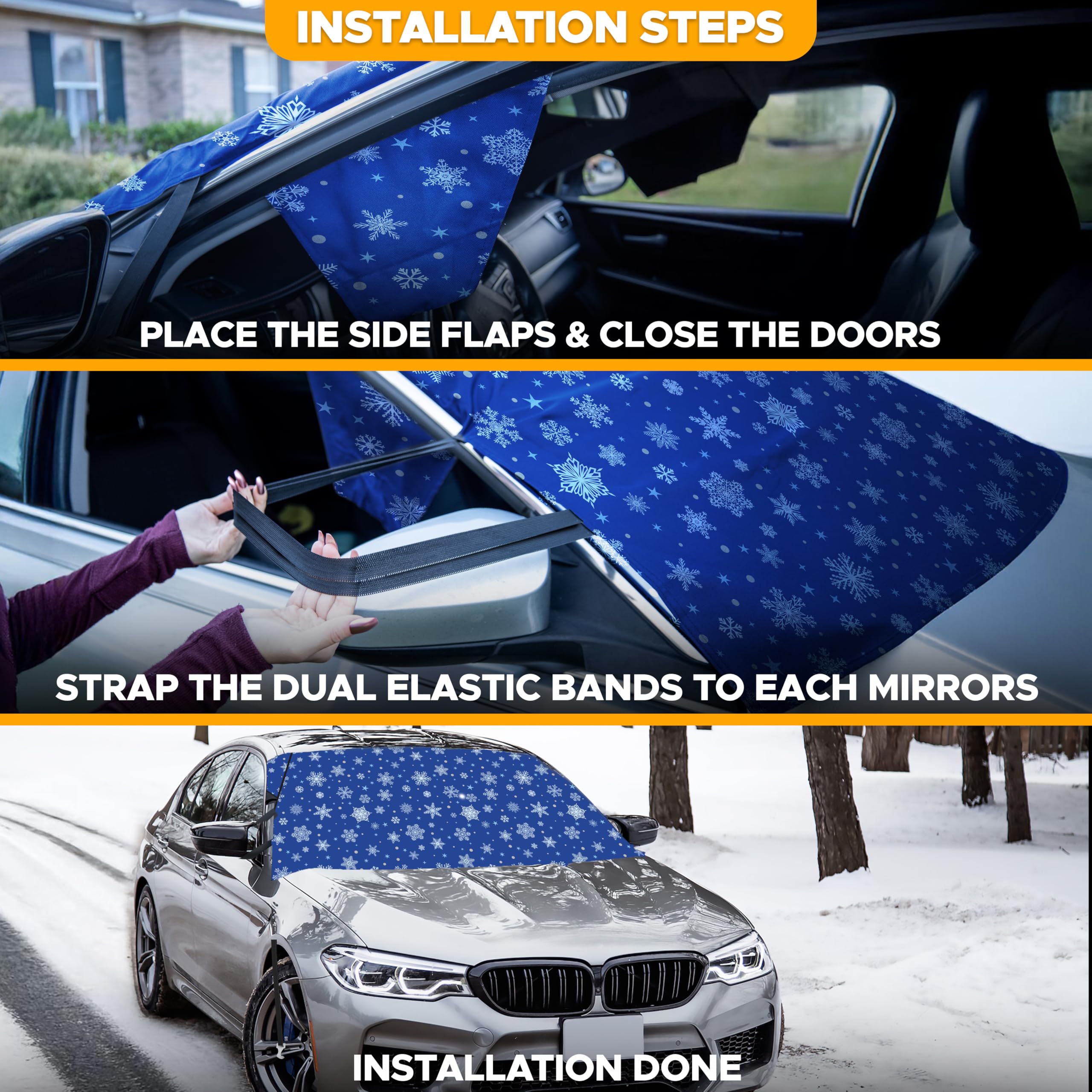 Econour Car Windshield Cover For Ice And Snow | Windshield Cover |600D Polyester Car Snow Cover |Water, Heat & Sag-Proof Car Win
