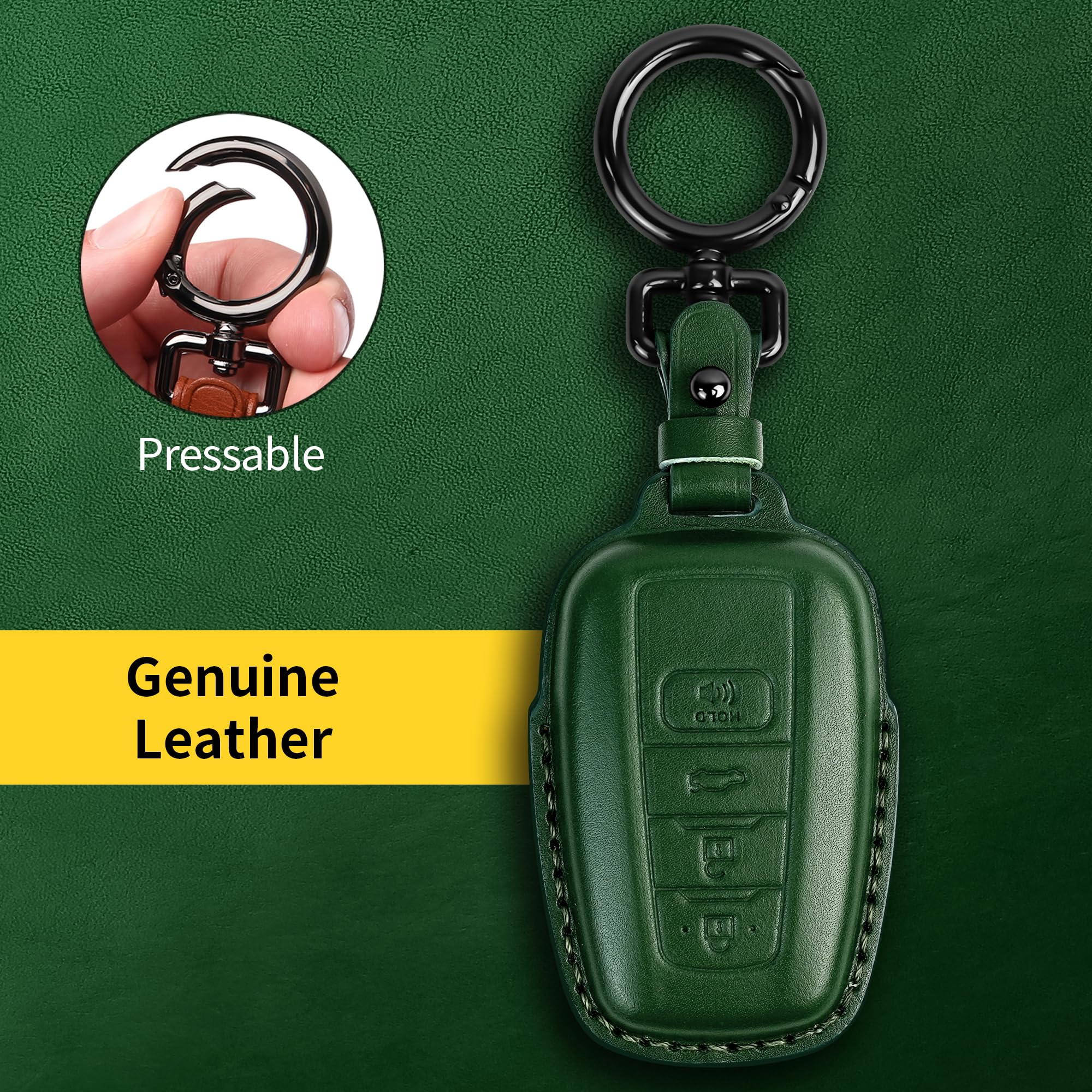 Tukellen for Toyota Key Fob Cover Genuine Leather with Keychain,Leather Key Case Protector Compatible with 2018-2024 RAV4 Camry