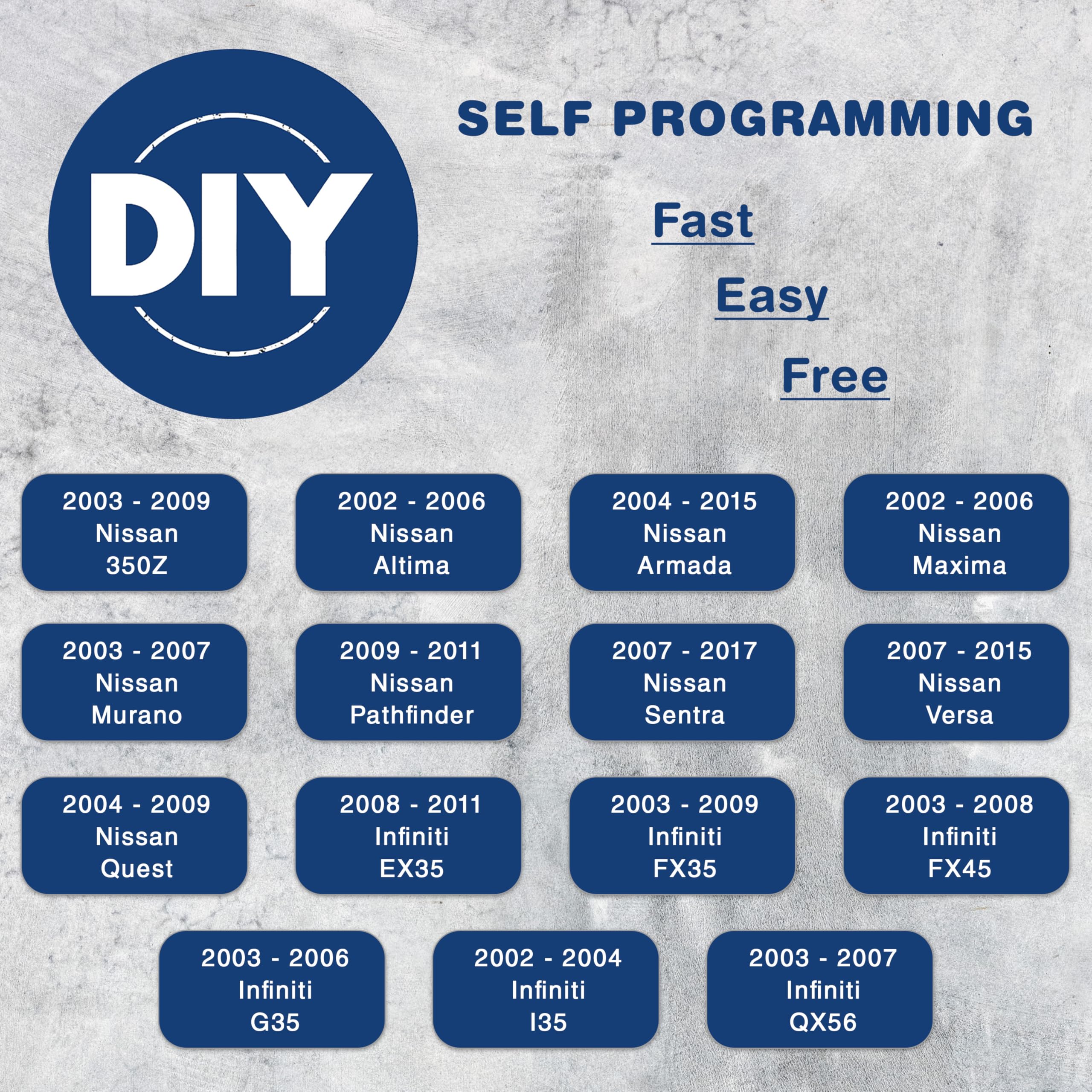 2X Keylessoption Key Fob Replacement For 2002 2003 2004 2005 2006 2007 2008 2009 2010 2011 2012 2013 2014 2015 2016 2017 Nissan Altima Maxima Infiniti Remote, 4-Button Kbrastu15, Self Programming