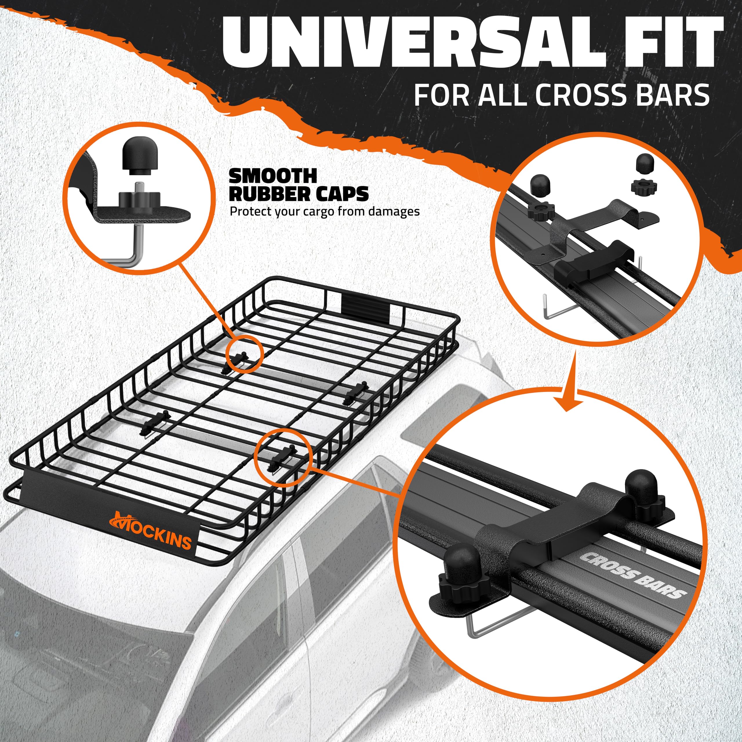 Mockins 84'X39'X6' Adjustable Car Roof Rack Basket |250Lb Capacity Waterproof Car Roof Cargo Carrier Heavy Duty Luggage Rack For Car Rooftop | Universal Roof Rack Cargo Carrier W/Net & Ratchet Straps