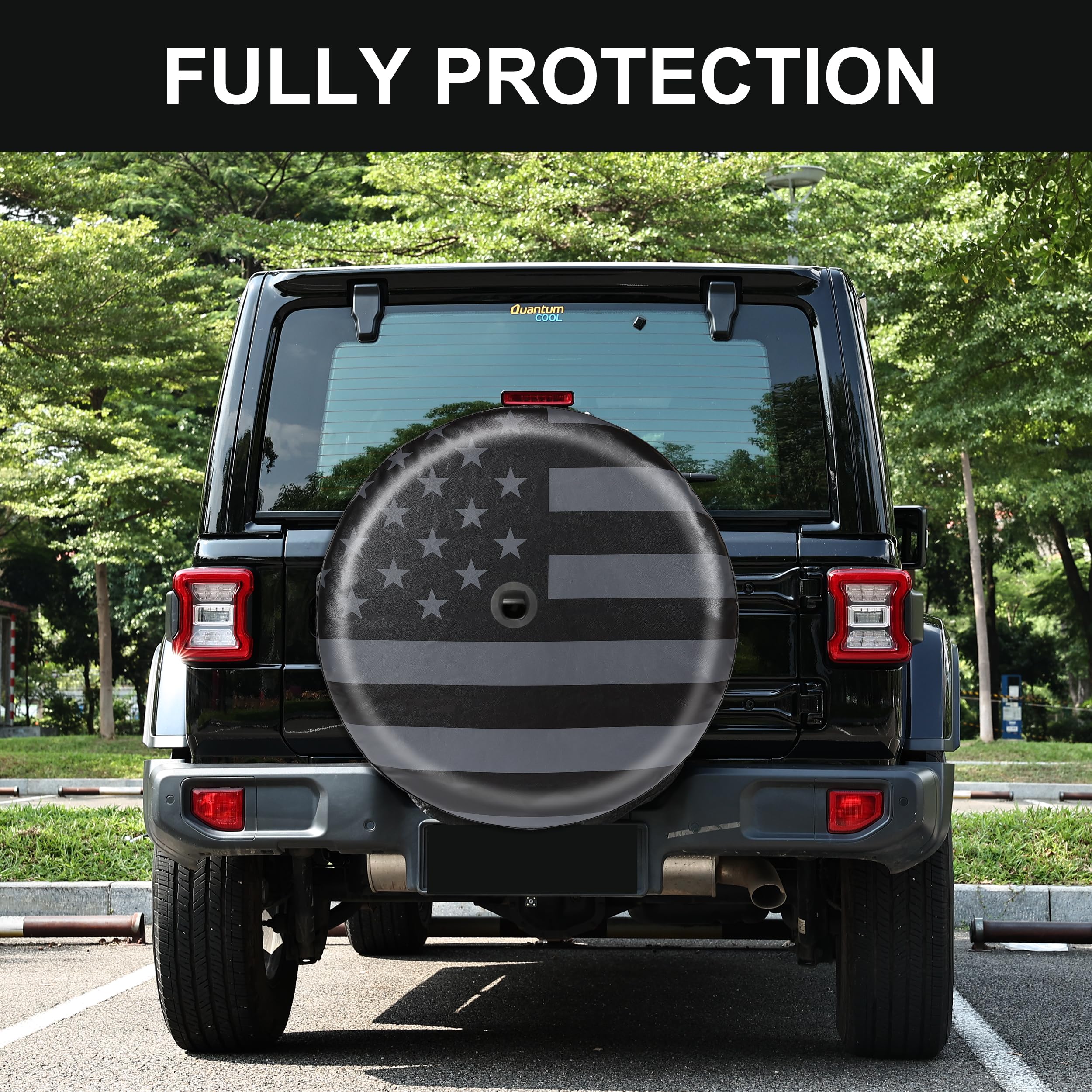 Moonet Tire Cover With Camera Hole, For Jeep Wrangler Jl With Back-Up Camera, Sport & Sahara (2018-2025) Grey Flag, Fits 285/70R