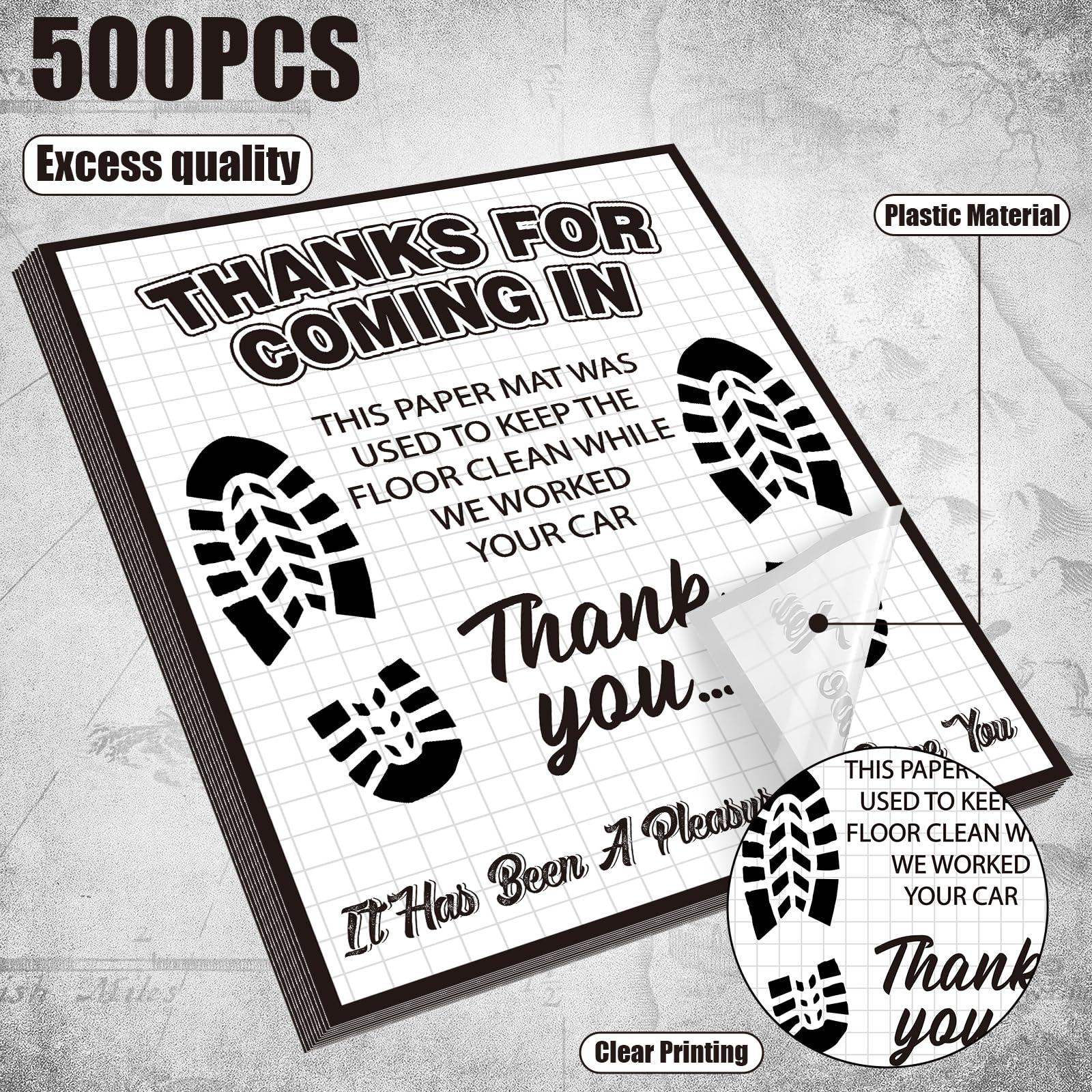 Drydiet 500 Pcs Waterproof Car Floor Mats Covers PE Plastic Protector Automotive Floor Mats Disposable Auto Vehicles Pads Car Ve