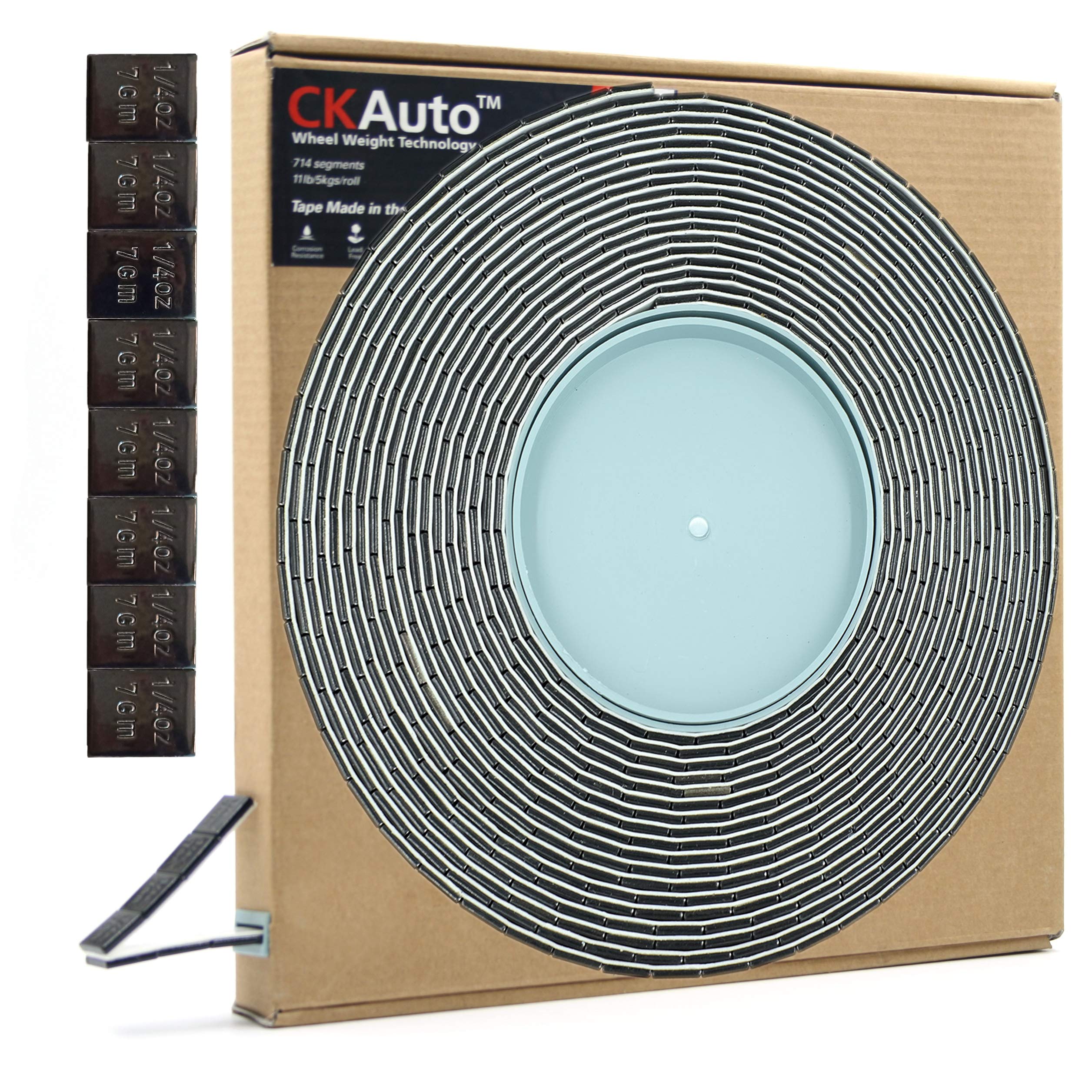 Ckauto 0.25Oz, Black, Adhesive Stick On Roll Wheel Weights, 5 Kgs/ 11 Lb/Roll, 715Pcs, Oe Quality
