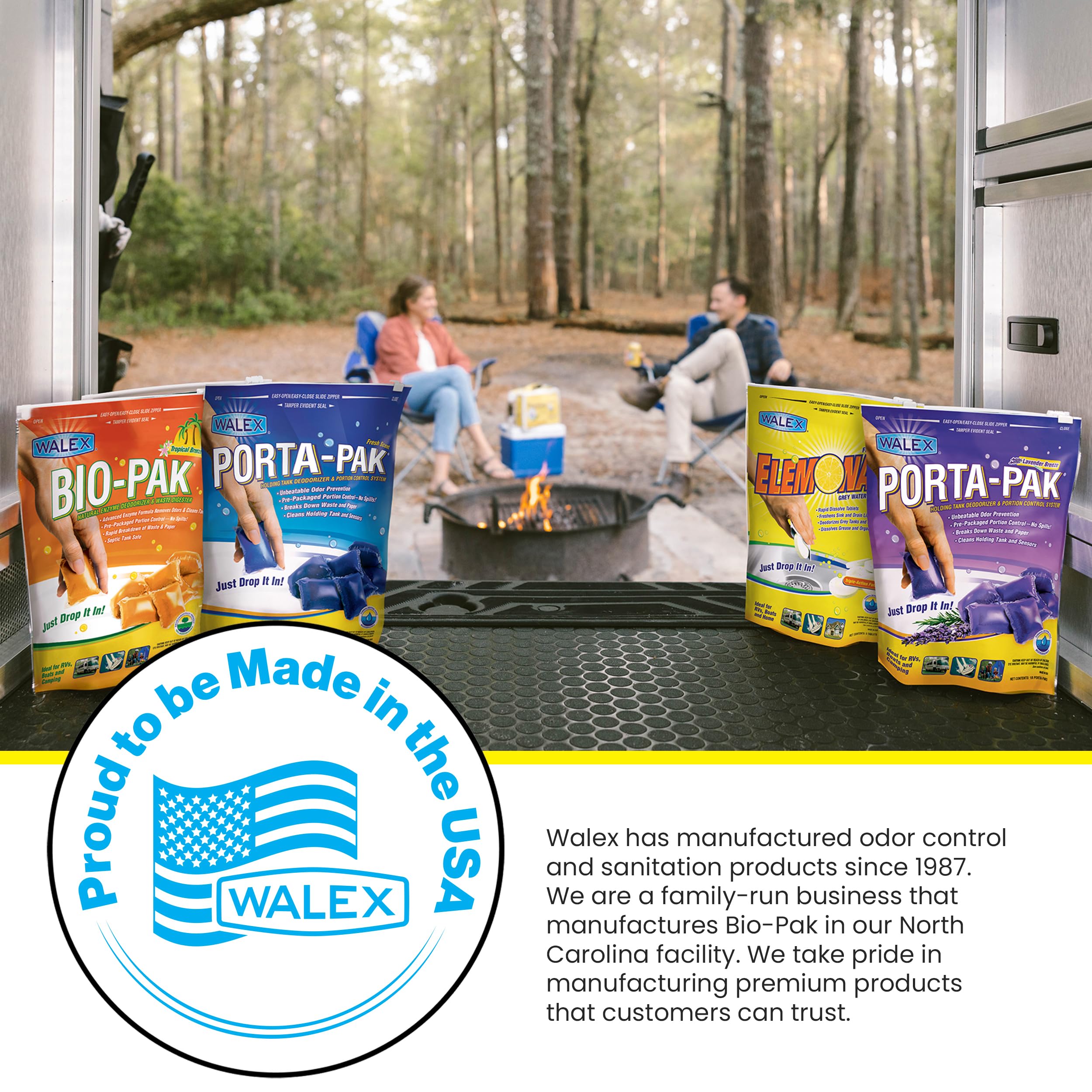 Walex Bio-Pak Black Holding Tank Deodorizer & Waste Digester Drop-Ins - Advanced Enzyme Formula for Rapid Breakdown of Waste & P