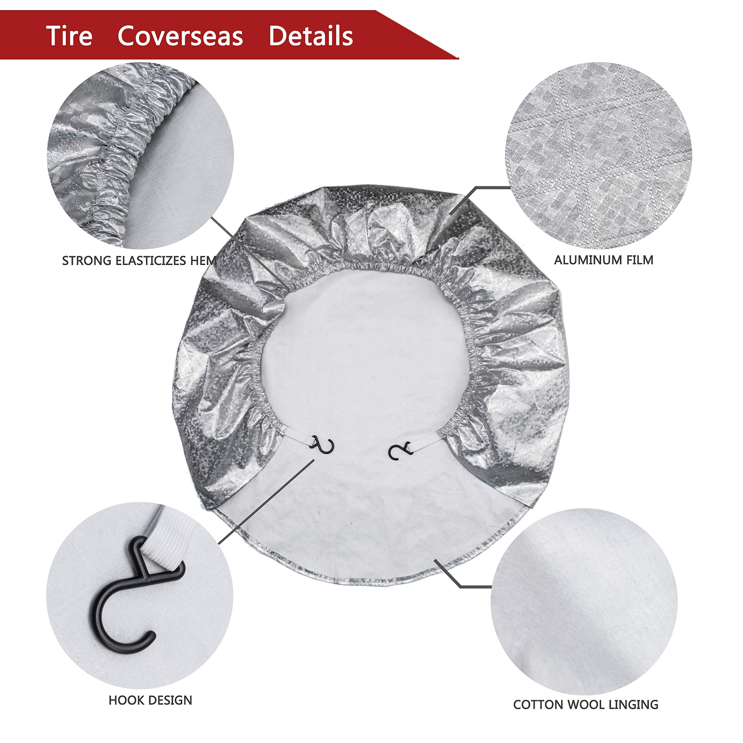 Tire Covers For Rv Wheel (4 Pack Silver),Moonet Oxford Waterproof Uv Sun Protectors For Motorhome Boat Trailer Camper Van Suv,D7