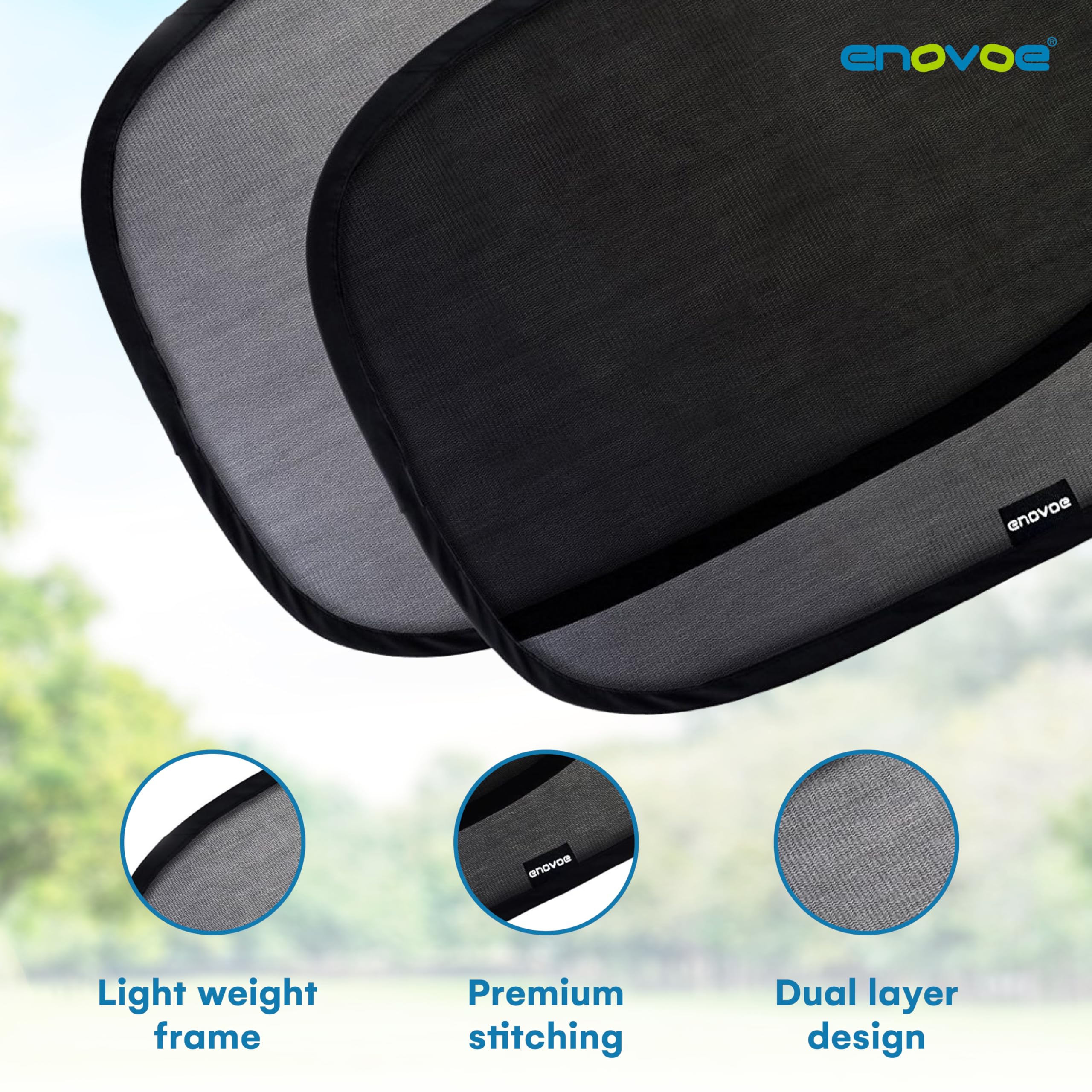 Enovoe Pack Of 2 Car Window Shade For Baby - 19'' X 12'' - Cling Car Sun Shade For Windows - Sun, Glare And Uv Rays Protection F