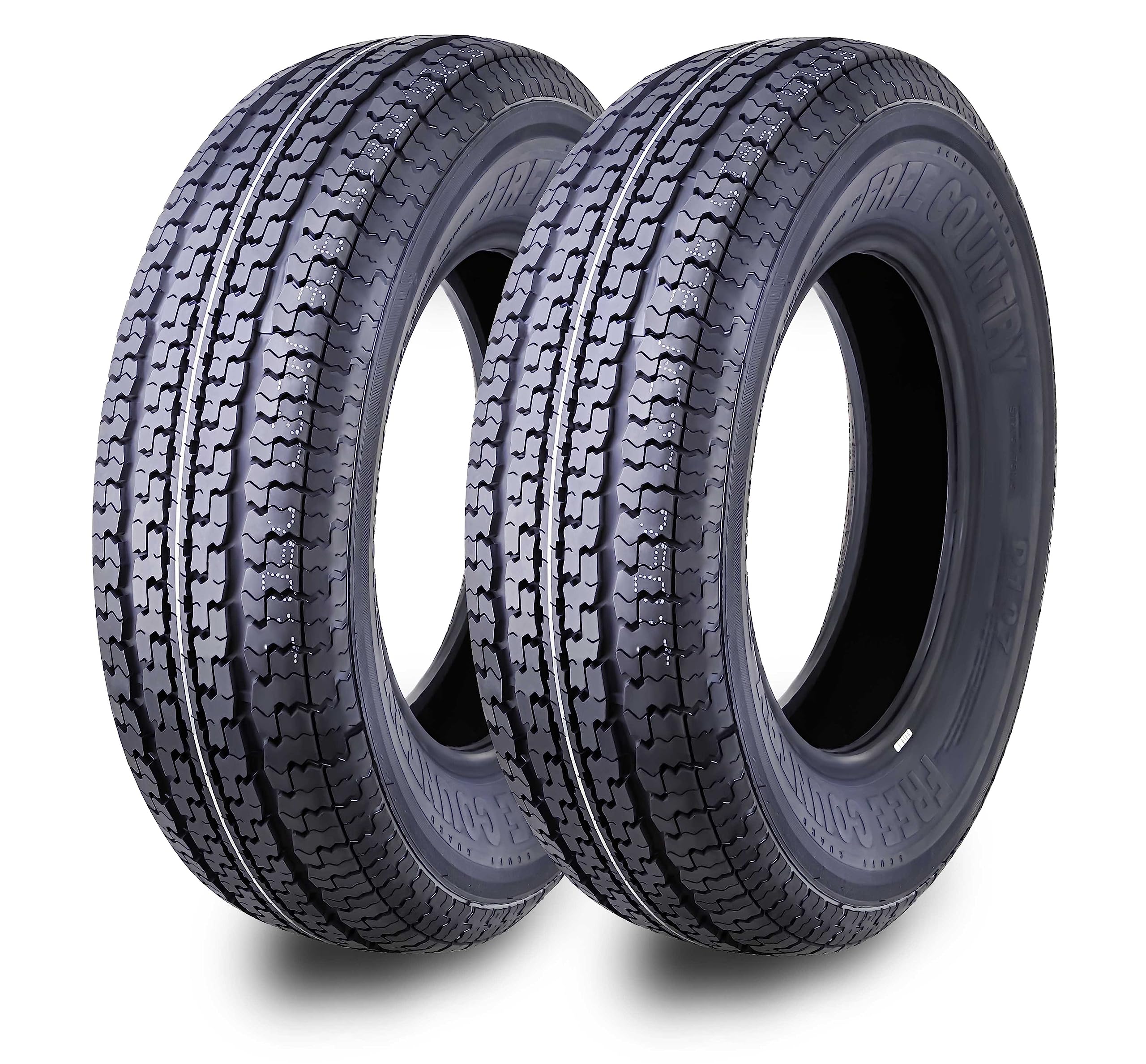 Grand Ride Set 2 Free Country Premiumtrailer Tires St 185/80R13 6 Ply Load Range C W/Scuff Guard 