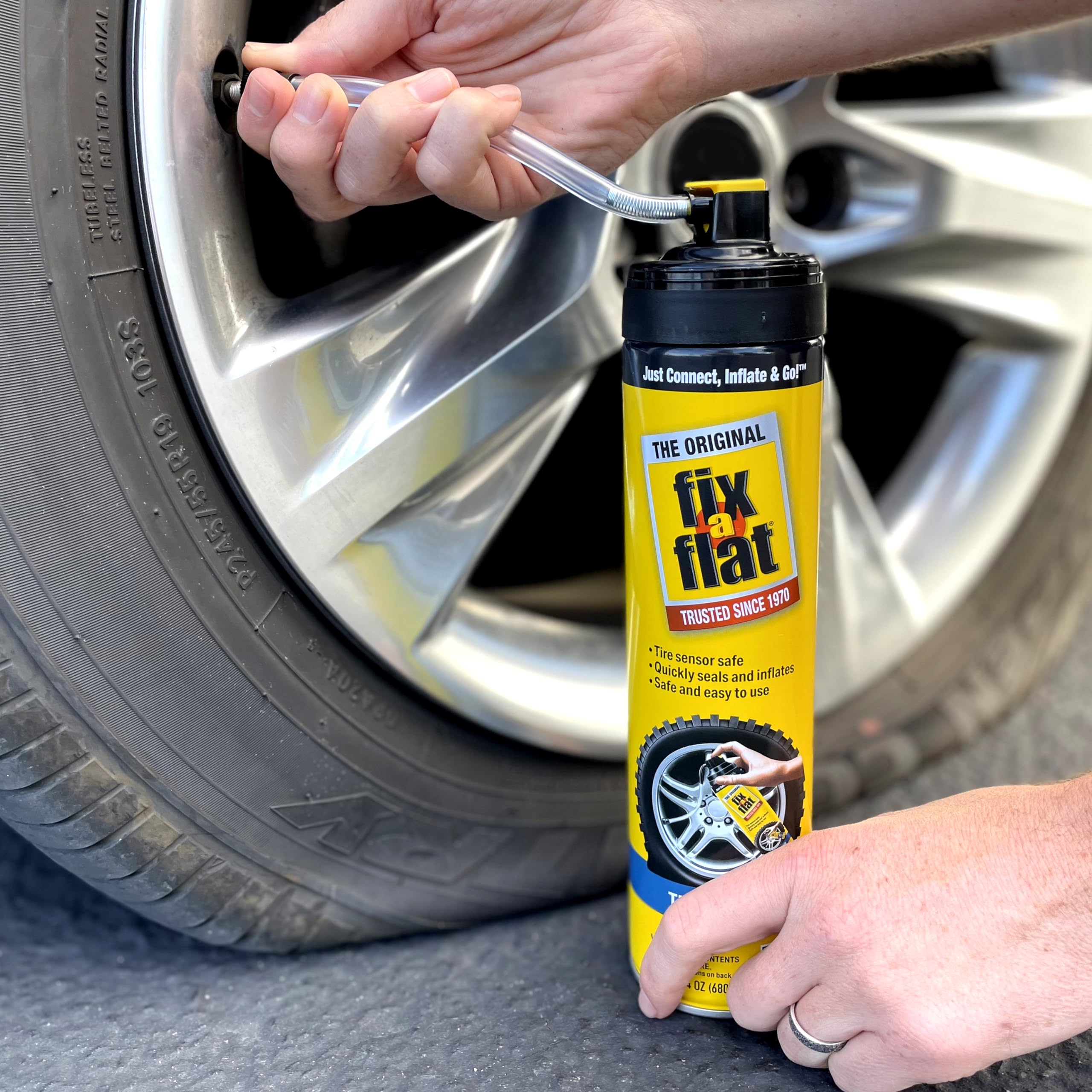 Fix-A-Flat S60369-6Pk Aerosol Emergency Flat Tire Repair And Inflator, For X-Large Tires, Eco-Friendly Formula, Universal Fit Fo