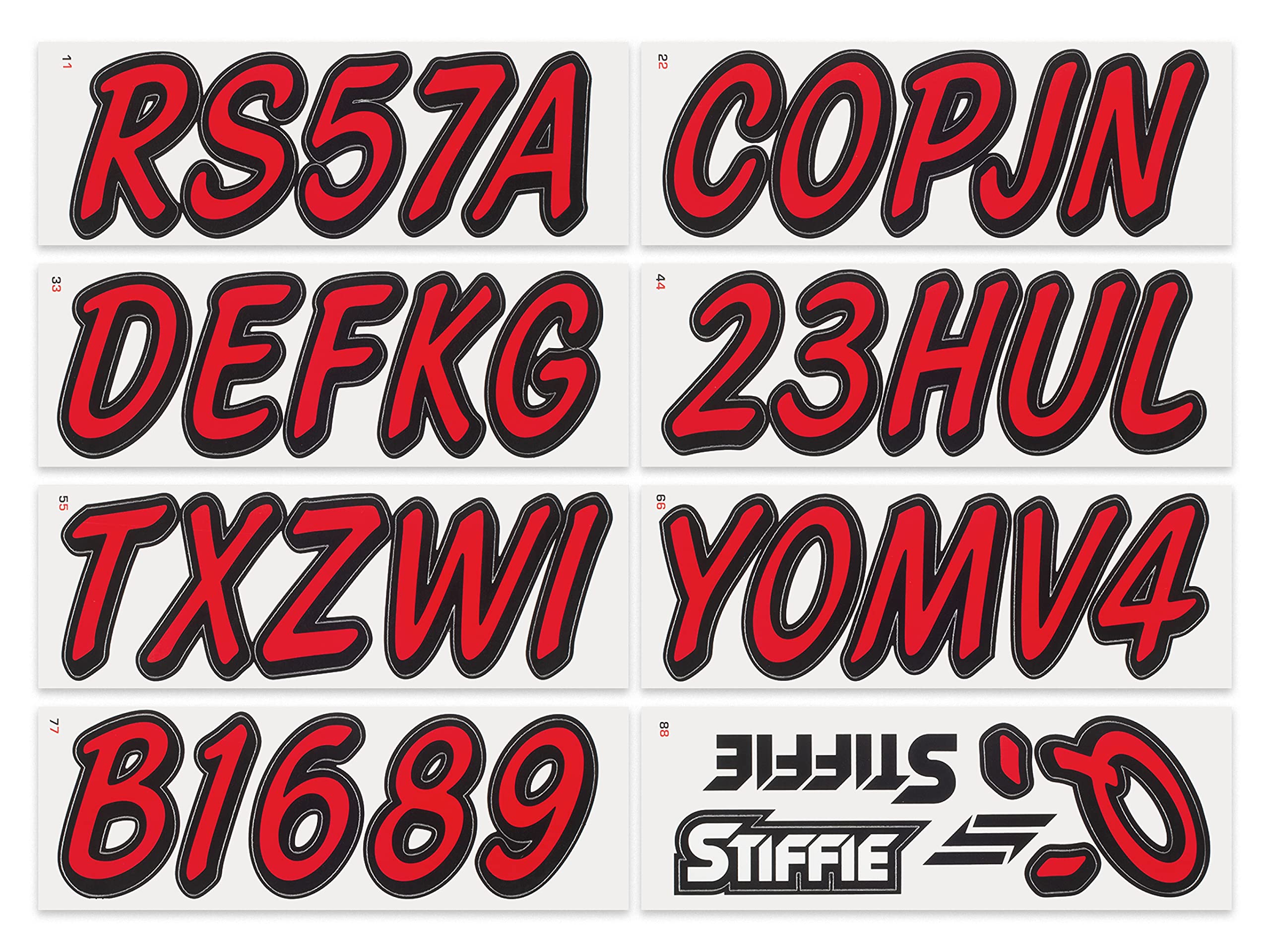 Whipline Solid Red/Black 3 Alpha-Numeric Registration Identification Numbers Stickers Decals For Boats & Personal Watercraft