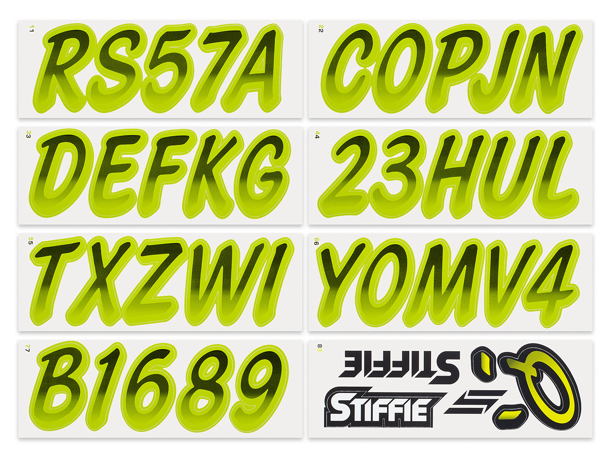 Stiffie Whipline Black/Electric Lime 3 '' Boat & Pwc Registration Decals  Numbers Letters Stickers