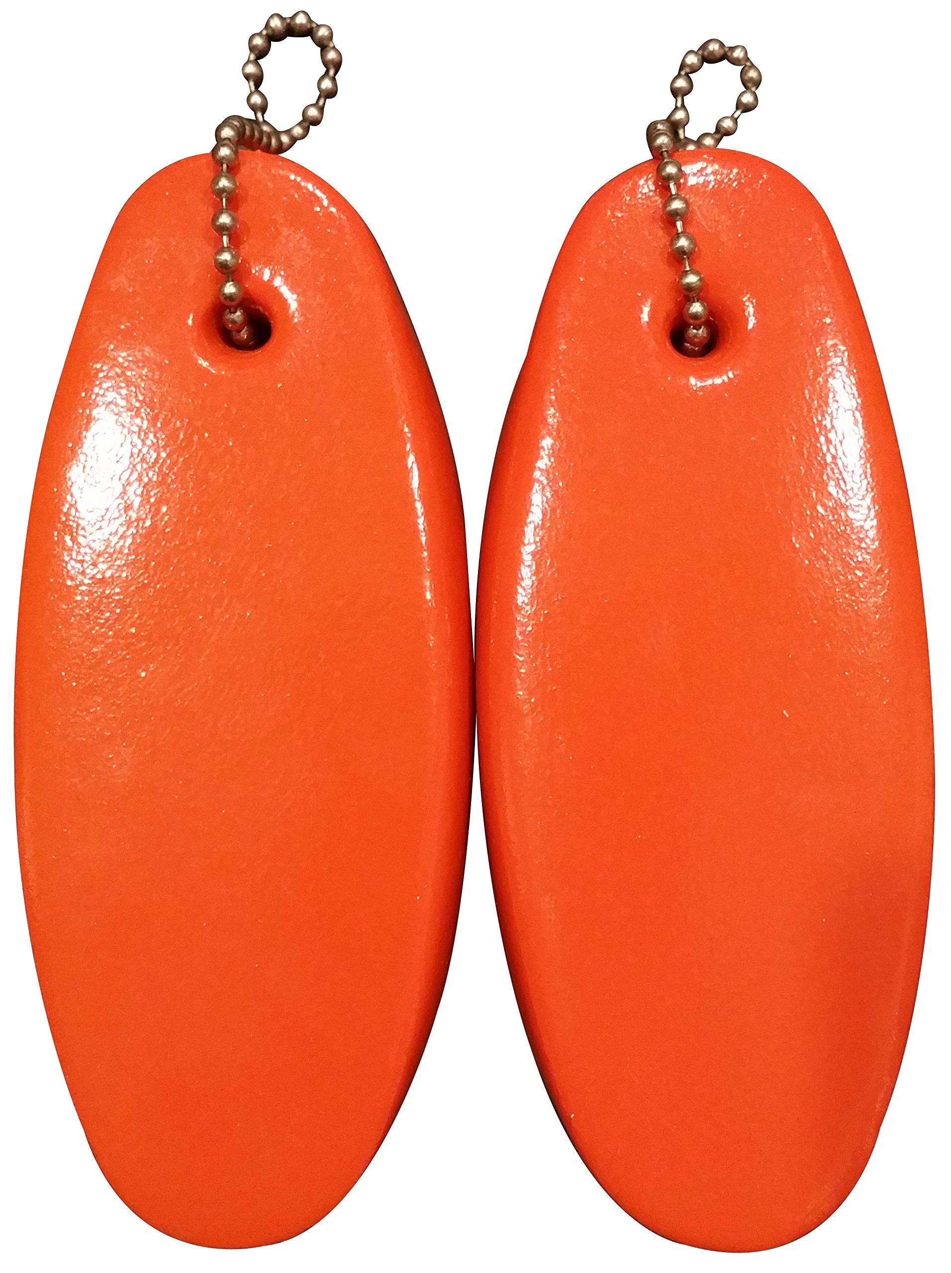 2 Pack Jumbo Vinyl Coated Orange Floating Keychain Key Floats -Made In The Usa- (Orange)