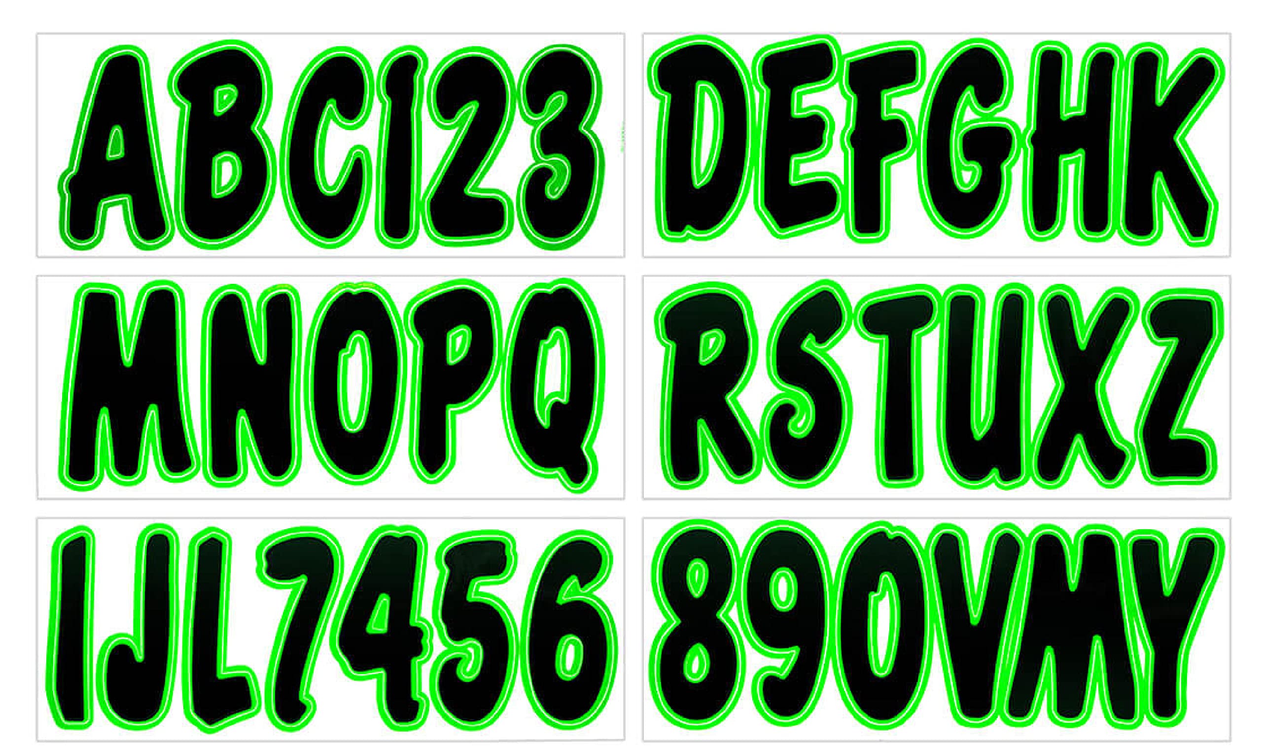 Hardline Products Series 200 Factory Matched 3-Inch Boat & Pwc Registration Number Kit, Black/Kiwi - Blkki200