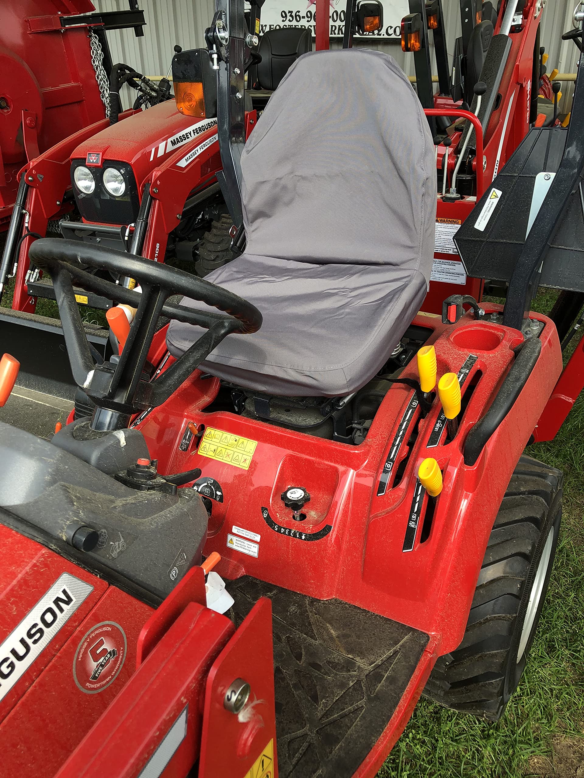 Durafit Seat Covers Compatible with Massey Ferguson Tractors with high Back seat with no armrests Gray