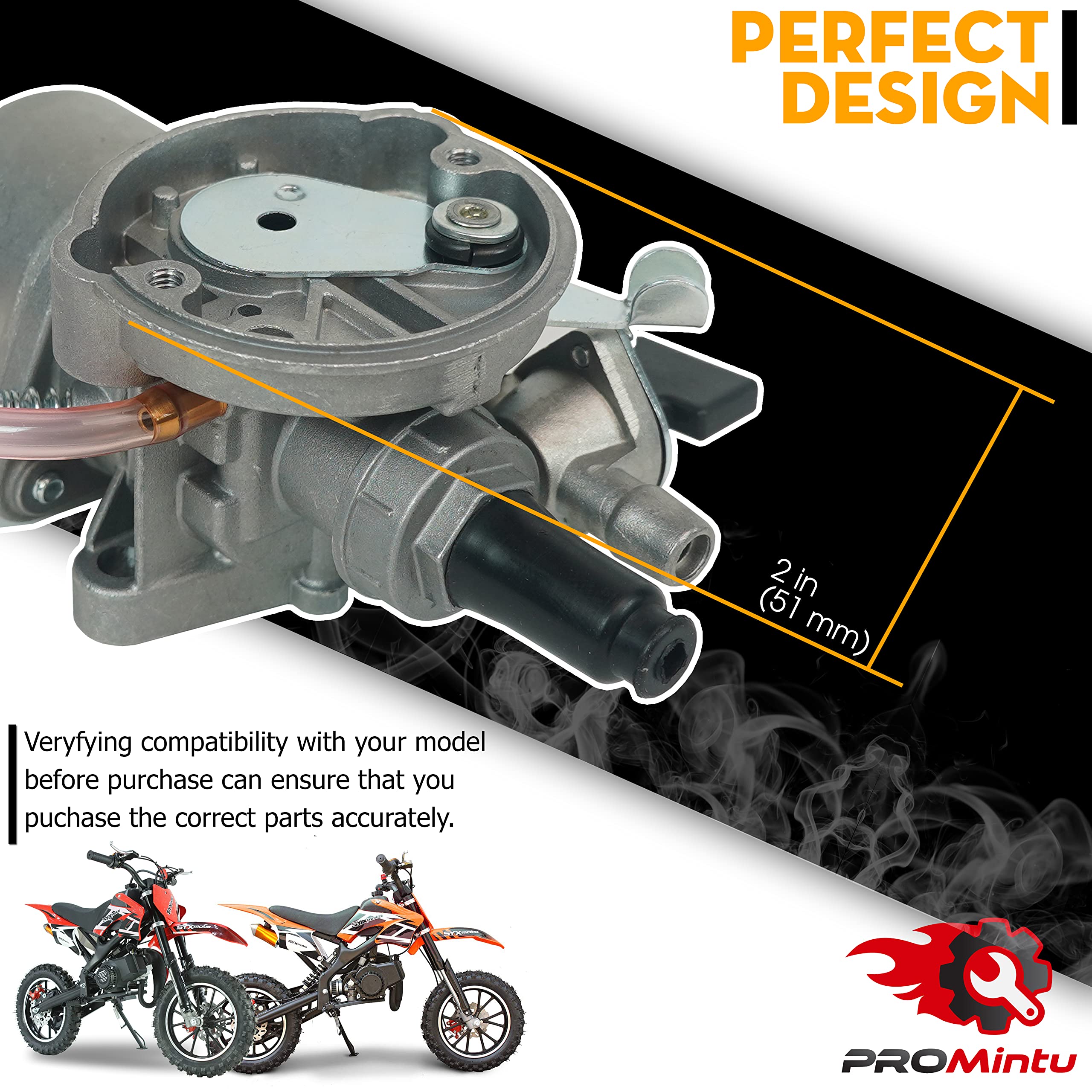 PROMintu Carburetor Carb Replaces For 50cc SYX Moto Holeshot Kids Mini Dirt Bike, 47 49cc 50cc 2 Stroke Pocket Rocket Dirt Bike