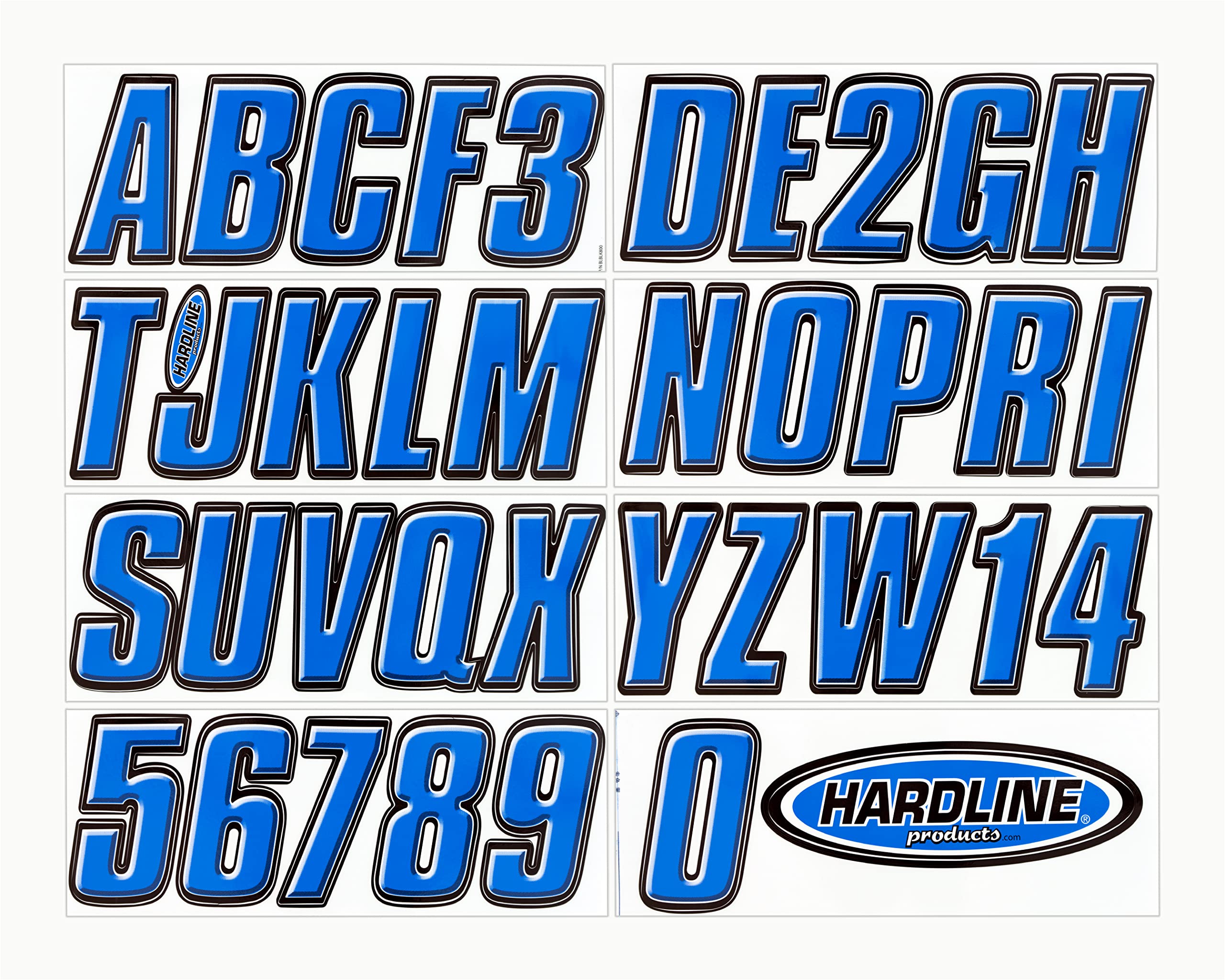 Hardline Products Series 800 Factory Matched 3-Inch Boat & PWC Registration Number Kit, Blue/Black