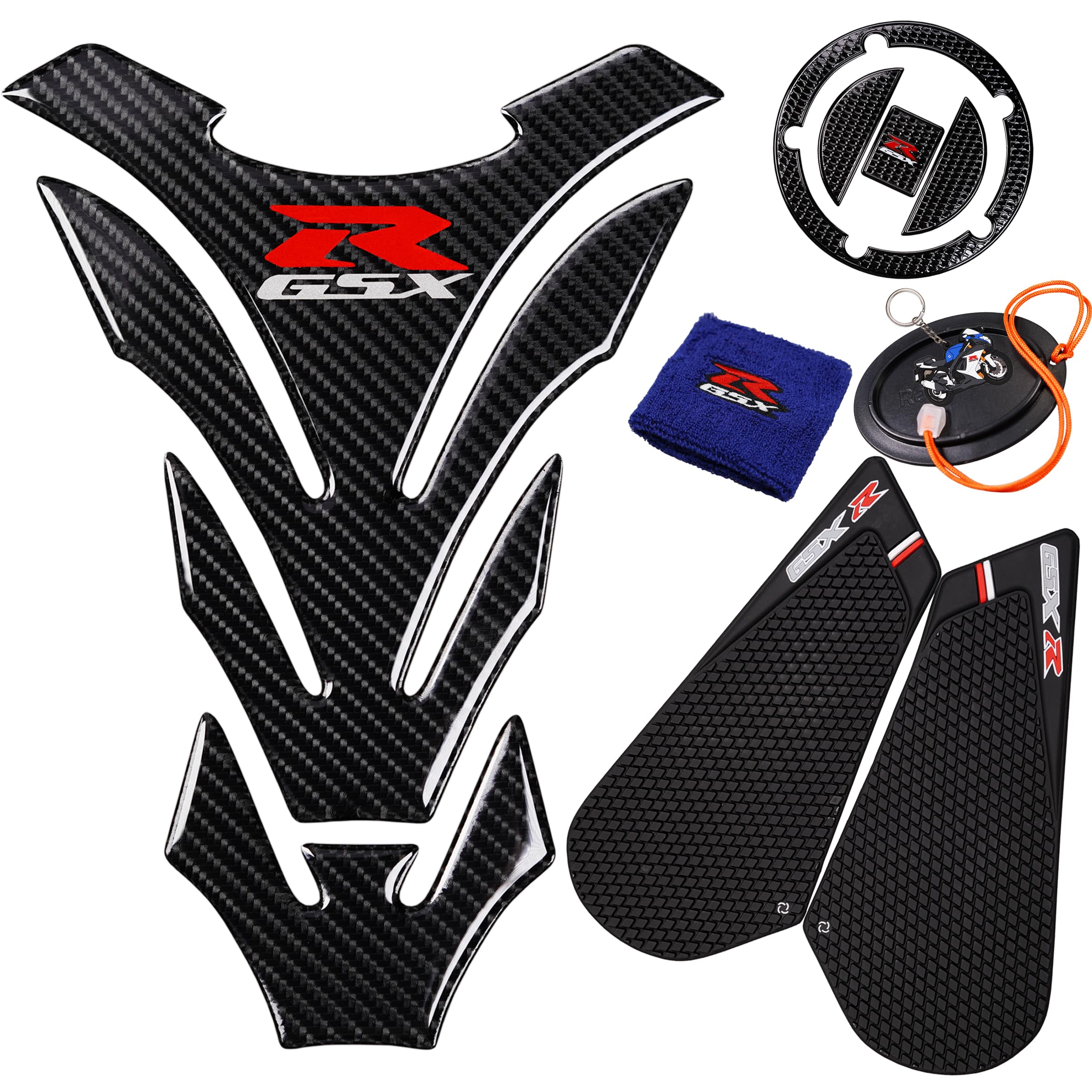 Revsostar 3D Black Rubber Side, Tank Pad Protector, Anti Slip Sticker, Tank Side Traction Pad, 3D Gas Cap, Fuel Cap Decal,Tank P