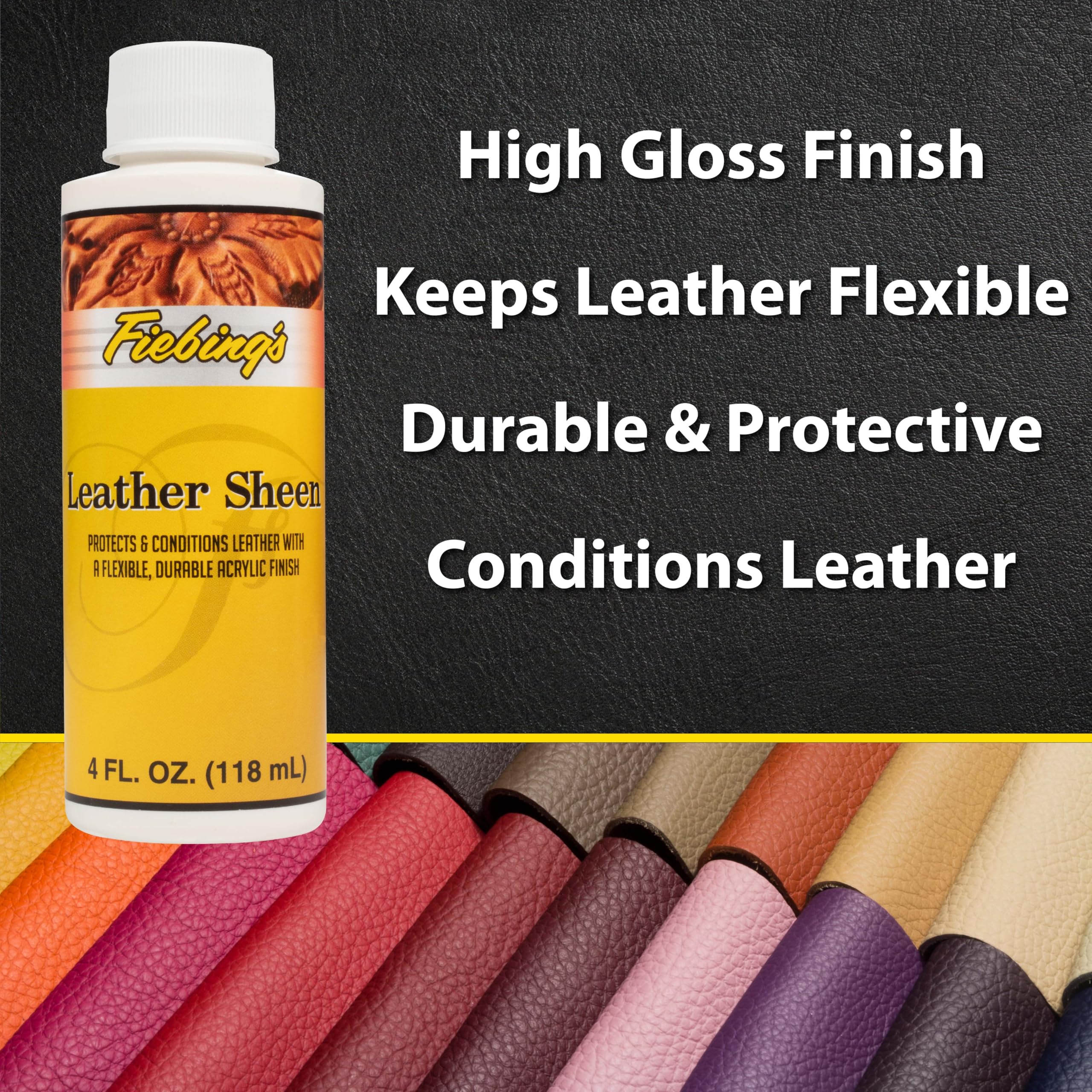 Fiebing'S Leather Sheen Acrylic Finisher (4Oz) - Acrylic Wax Top Finish To Condition Smooth Leather Boots, Furniture, Jacket, Be