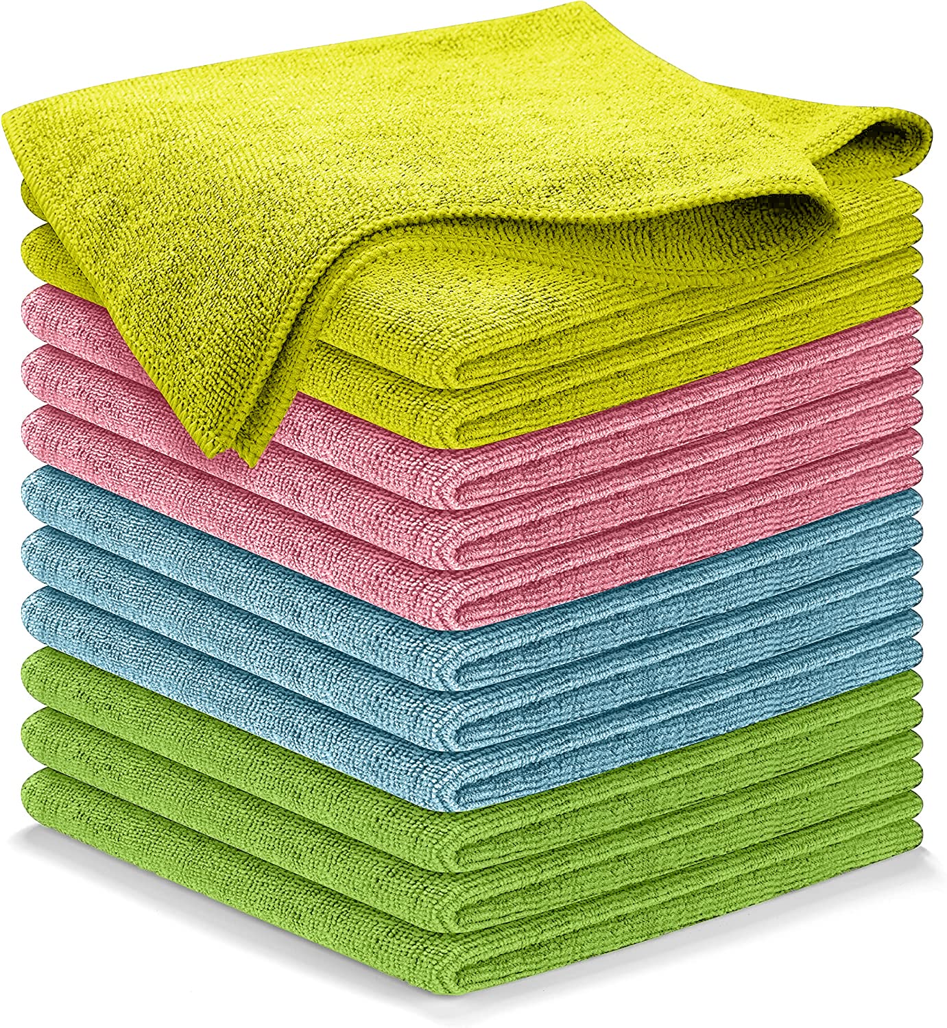 Usanooks Microfiber Cleaning Cloth - 12Pcs (16X16 Inch) High Performance - 1200 Washes, Ultra Absorbent Towels For Cars Weave Gr