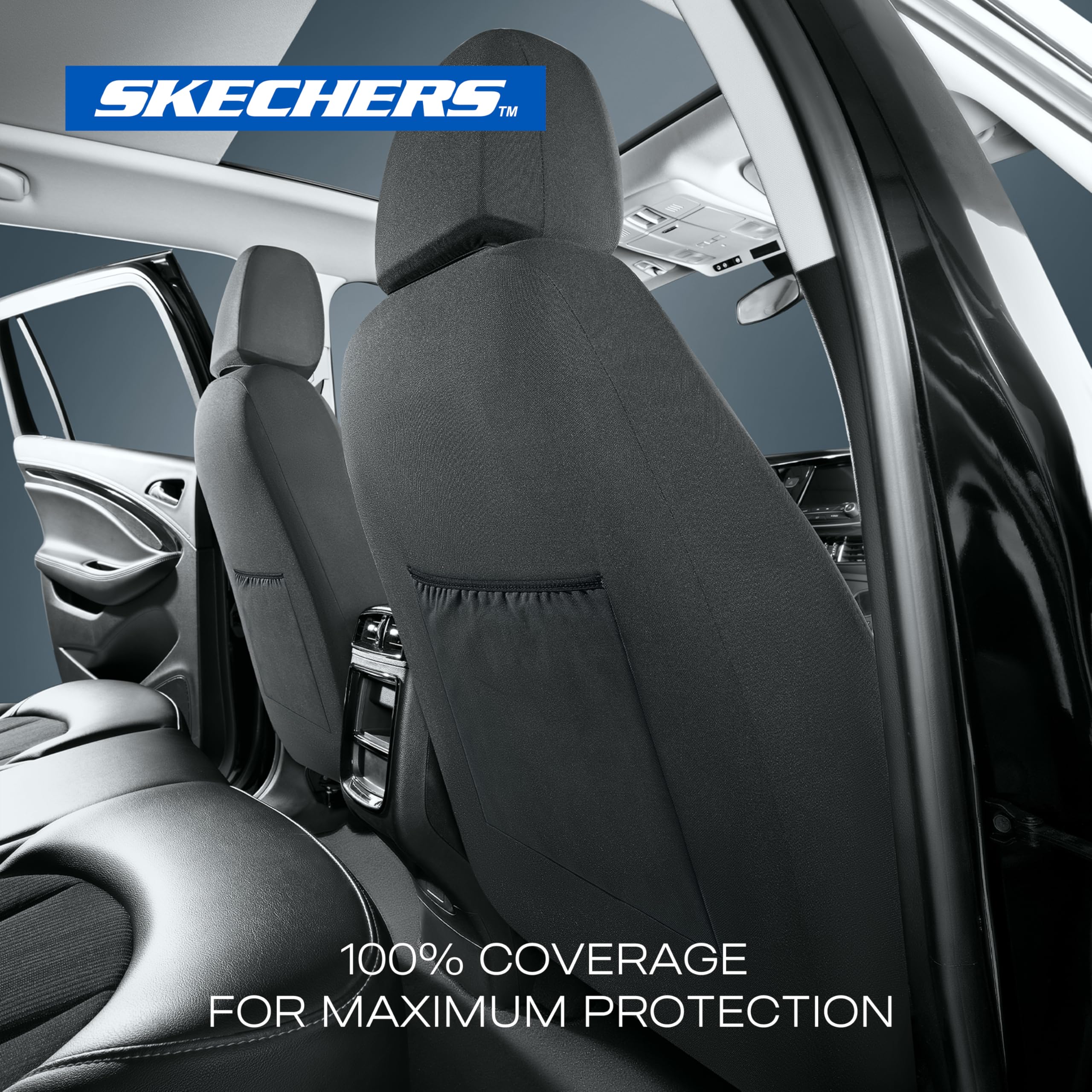 Skechers Car Seat Covers, Premium Breathable Polyester Seat Covers, Car Seat Covers Front Seats Airbag Compatible, Automotive Co