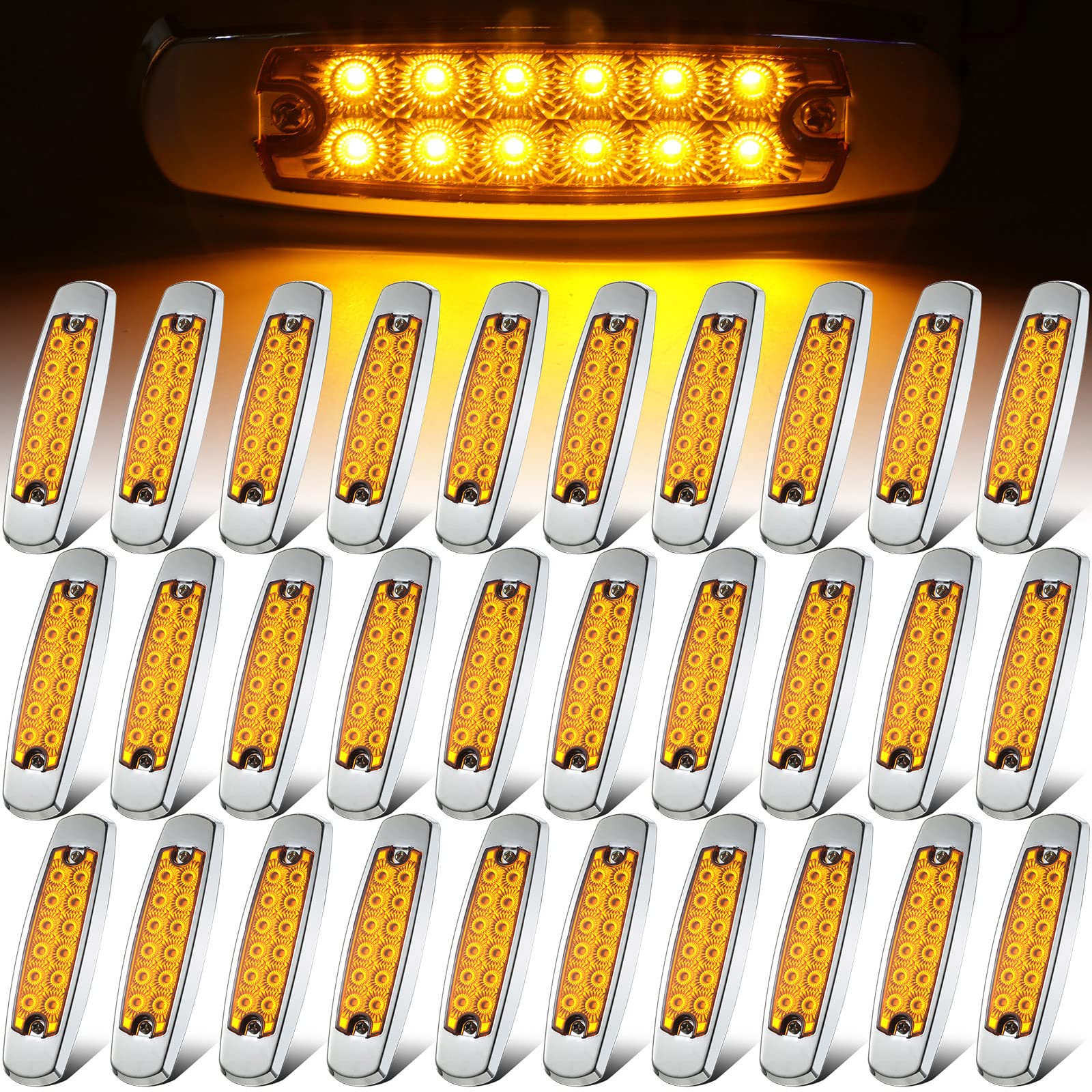 30 Pieces Led Side Marker Clearance Lamp 6.4 Inch Side Marker Lights Front Rear Side Marker Lamp 12 Diodes Trailer Trucks, Cab M