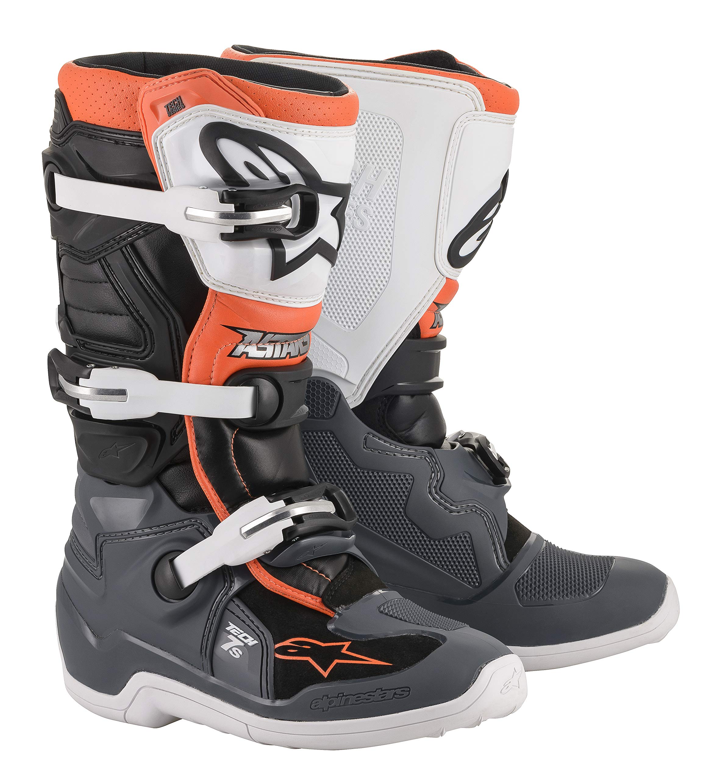 Alpinestars 2015017-1124-08 Tech 7S Boots Blk/Gry/Wht/Fluo Org Sz 08