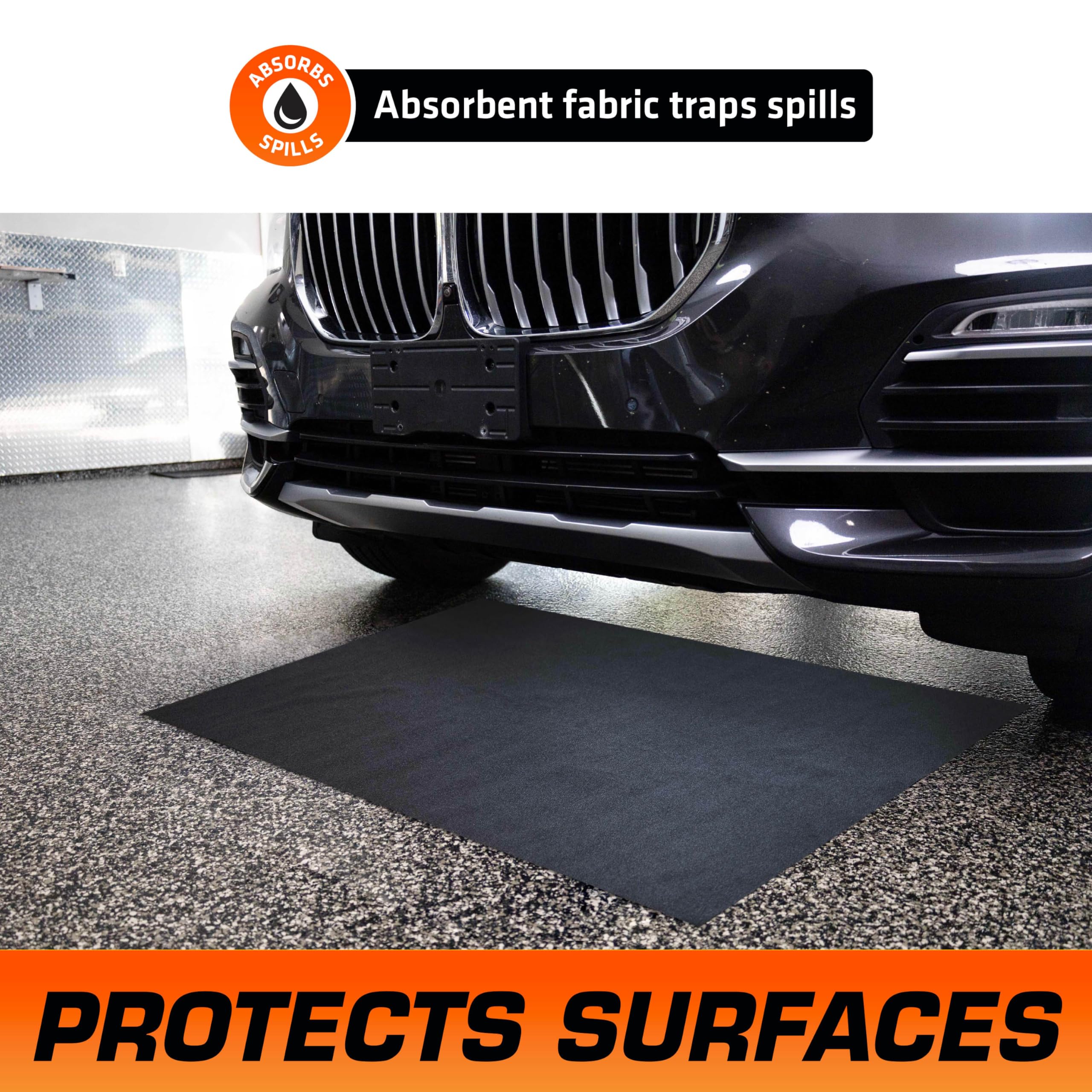 Armor All Premium Oil Spill Mat, Garage Floor Maintenance Mat (30'' X 59'') (6-Pack), Absorbent Oil Pad, Reusable, Washable, Dur