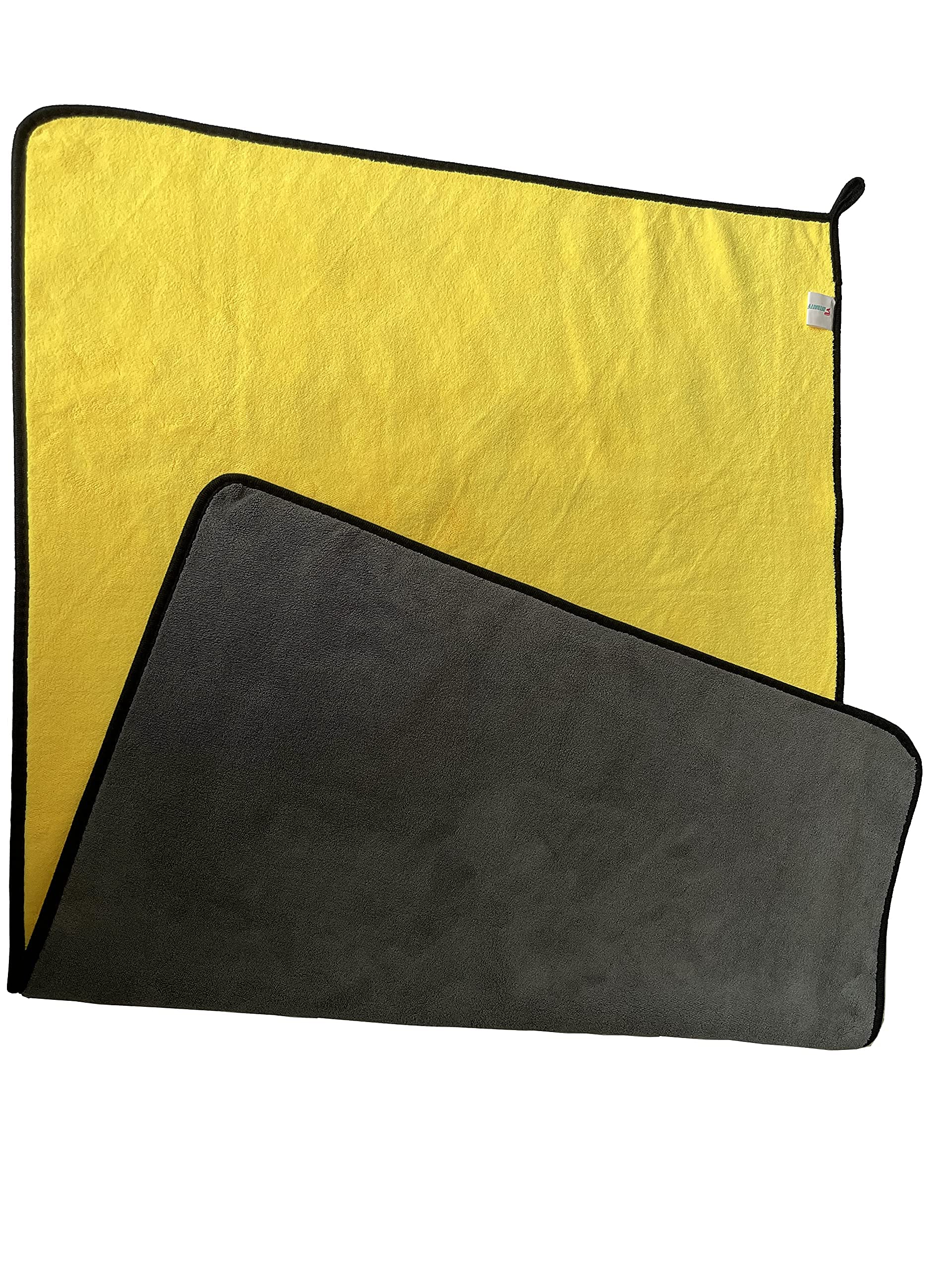 Softbatfy Large Microfiber Drying Towel For Car, Drying Microfiber Xl Towel 800Gsm Automotive No Scratch Lint Free Drying Cloth For Entire Vehicle (36 X 24Inches,Grey-Yellow,1Pack)