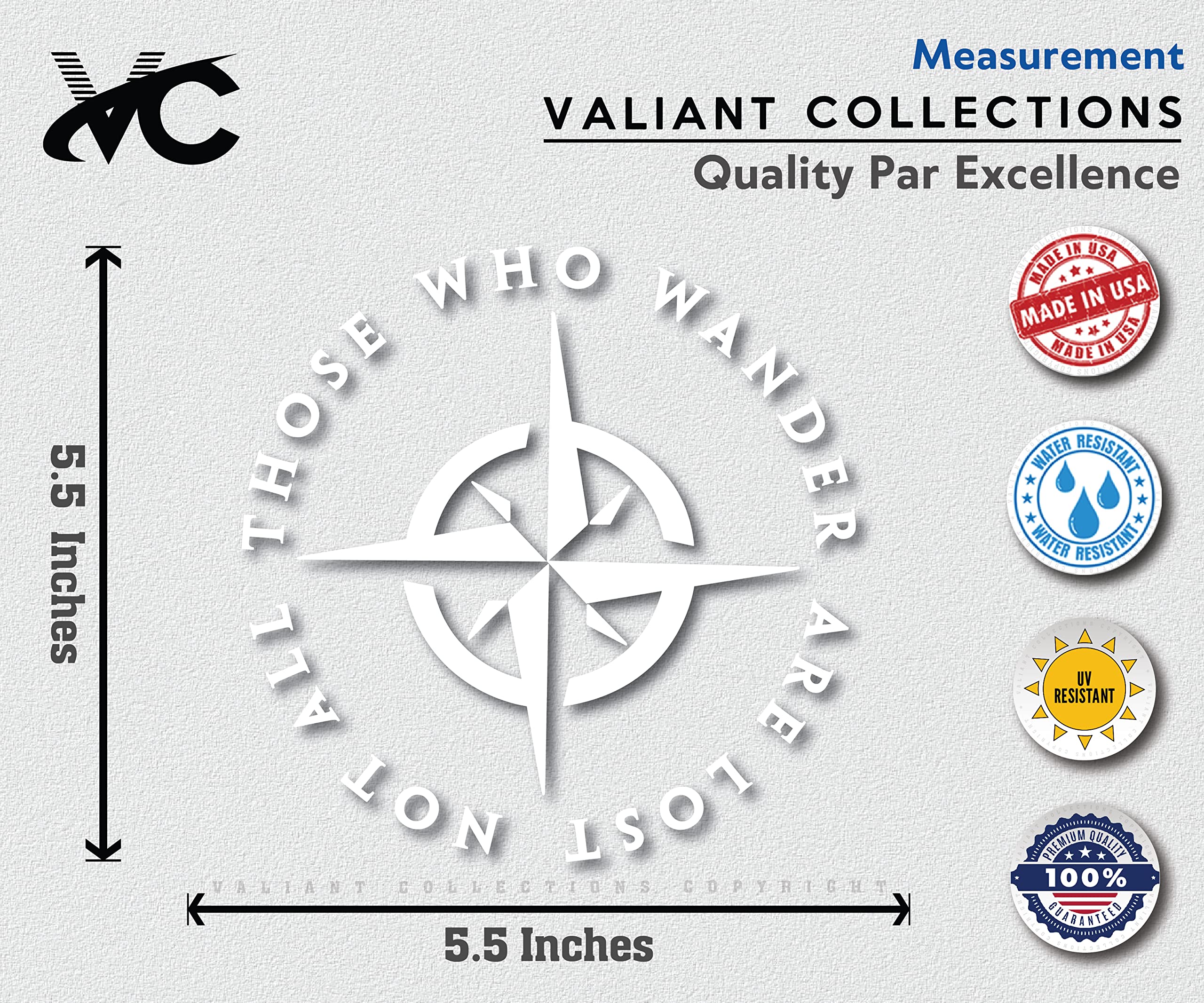 Valiant Collections - Not All Who Wander Are Lost Sticker - Vinyl Sticker For Car, Truck, And Van - Indoor And Outdoor Use For W