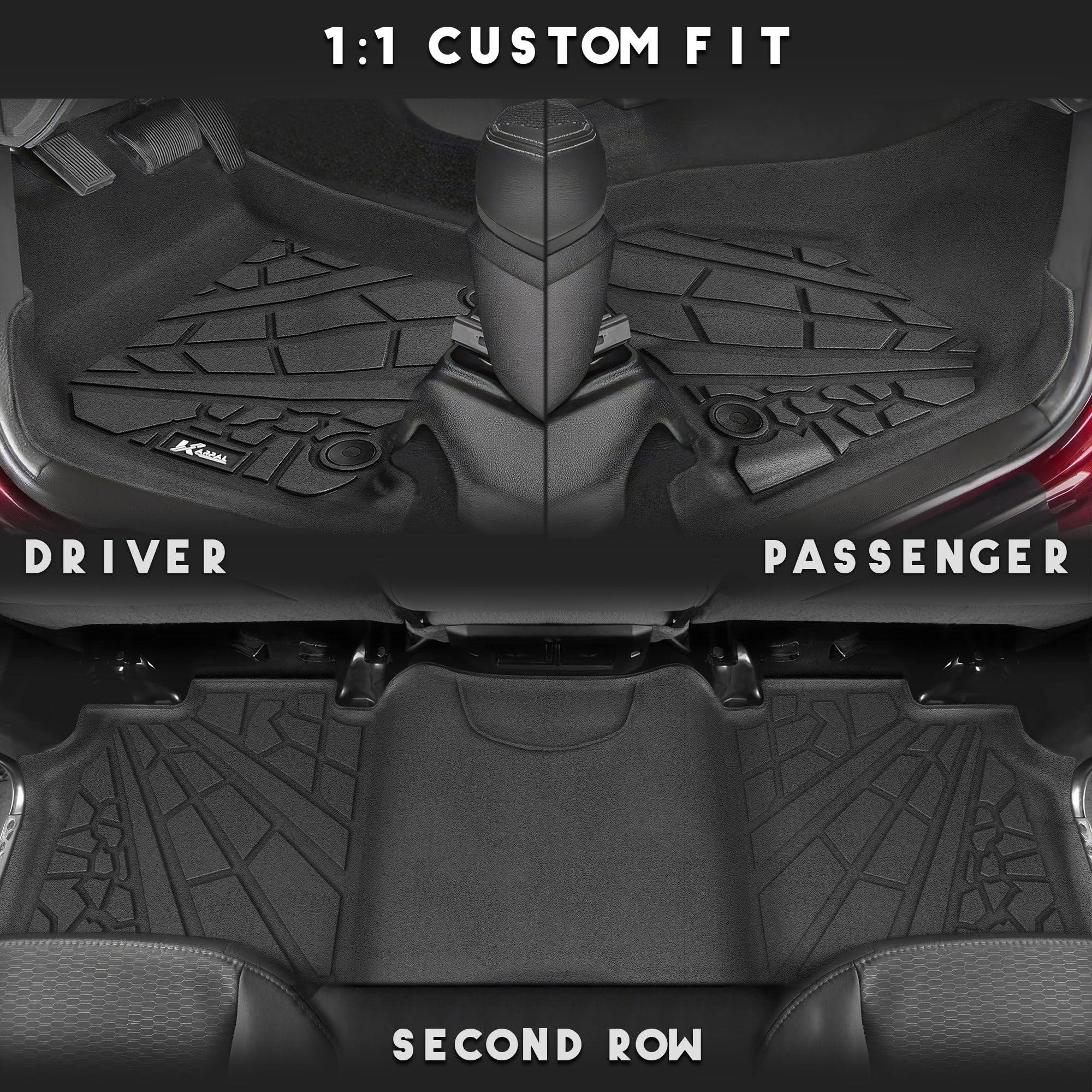 Karpal Floor Mats Fit For 2019-2024 Ram 2500/3500 Crew Cab (1St Row Bucket Or Bench Seats), Tpe Rubber All Weather Protection Fl