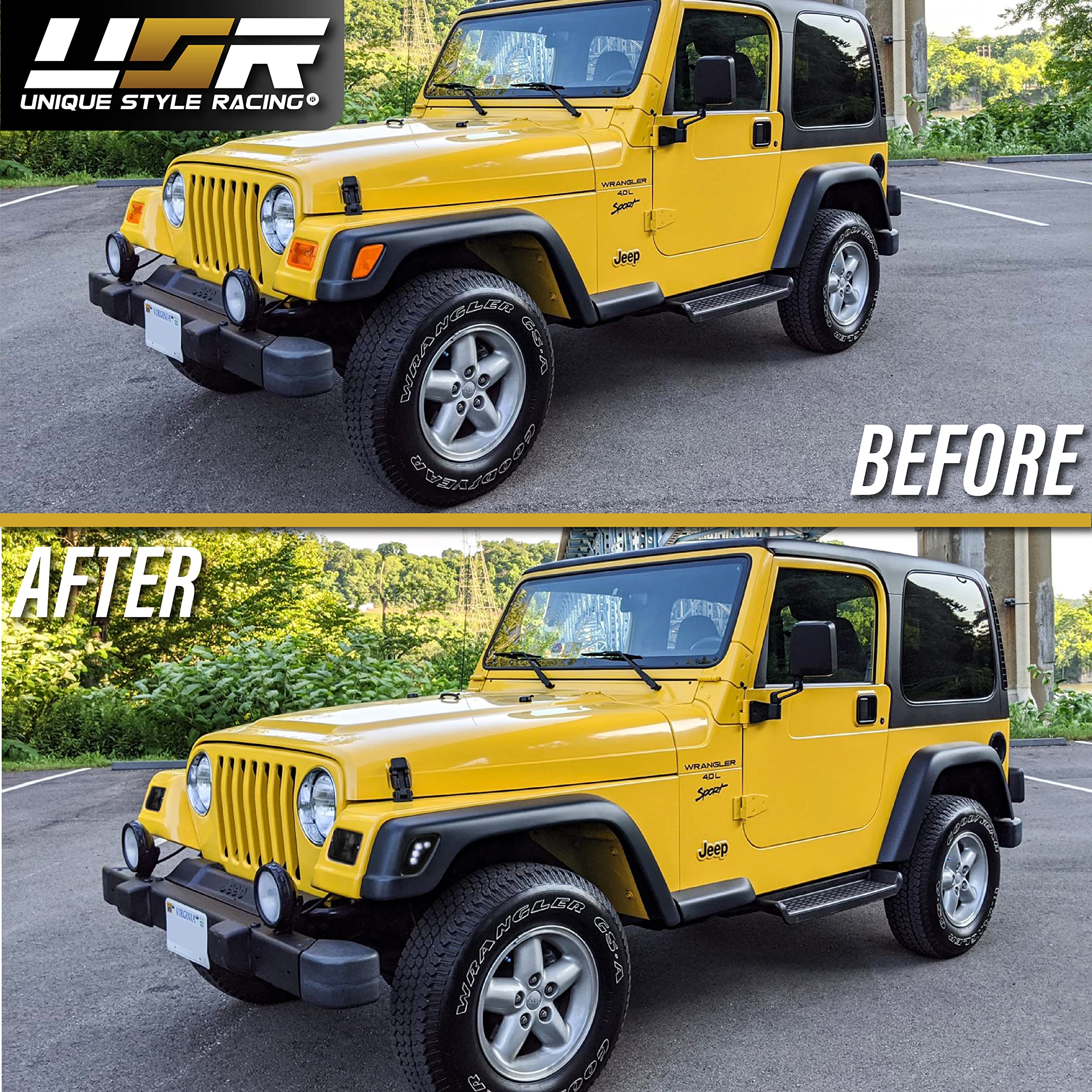 Usr Depo Tj Led Side Marker Lights - 4 Pieces Combo Smoke Bumper Turn Signal Lamps + Led Fender Sidemrkers Light Compatible With