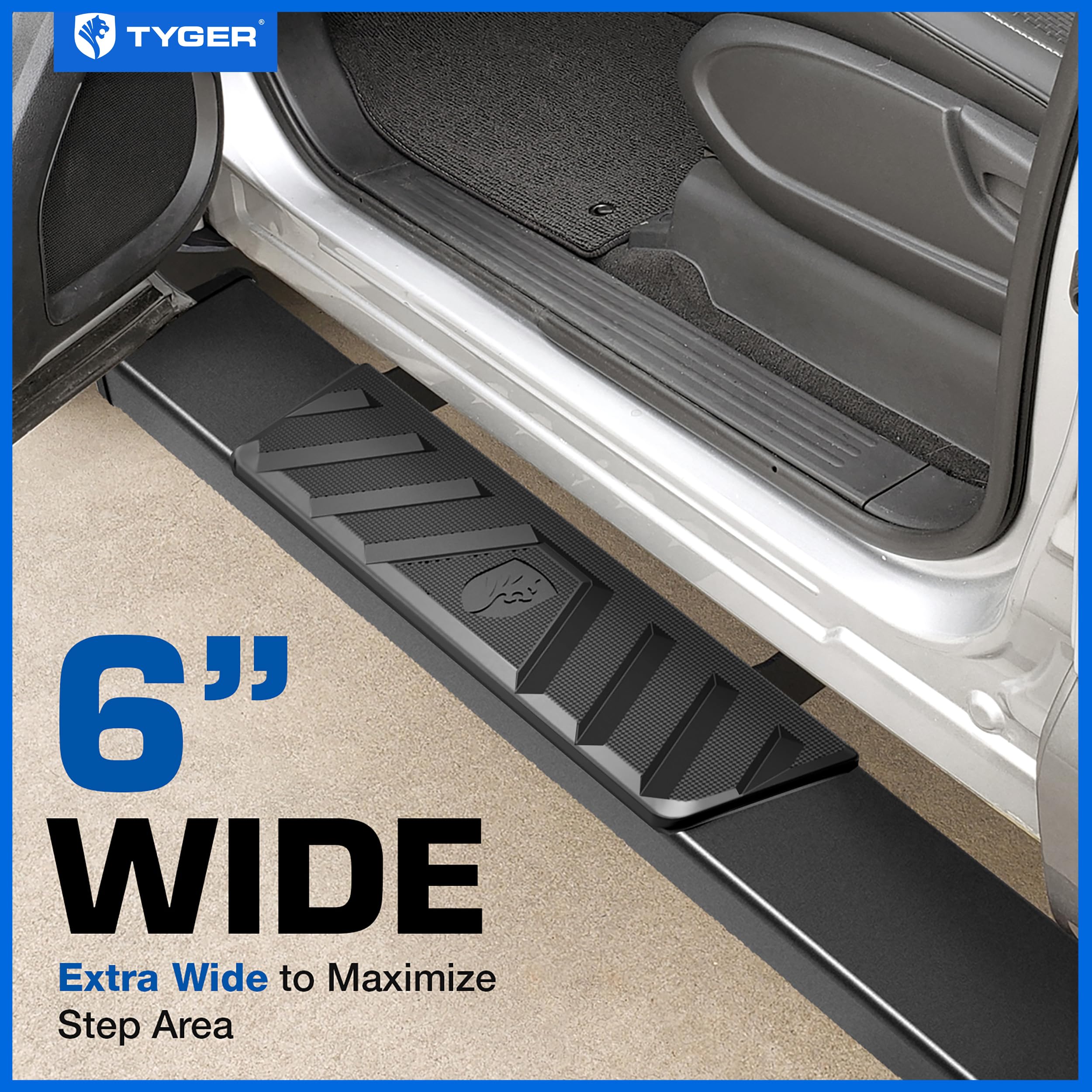 Tyger Auto 6'' Riser Running Boards Compatible with 2019-2025 Chevy Silverado GMC Sierra 1500; 2020-2025 2500 3500HD | Crew Cab